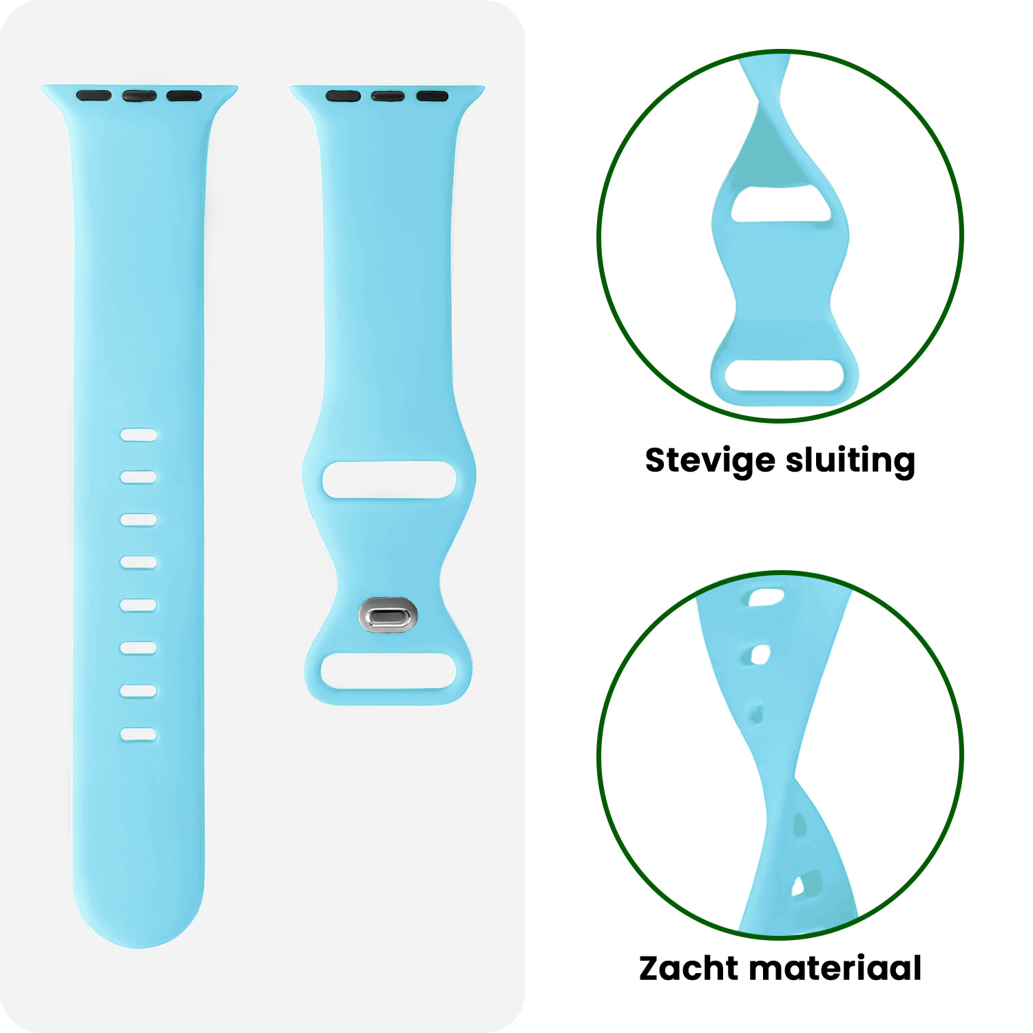 BASEY. BASEY. Apple Watch Bandje Siliconen Verstelbaar (38/40/41 mm) - Lichtblauw