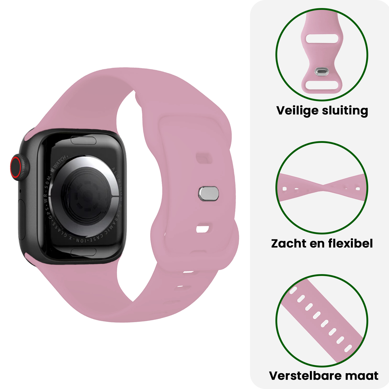BASEY. BASEY. Apple Watch Bandje Siliconen Verstelbaar (38/40/41 mm) - Lila