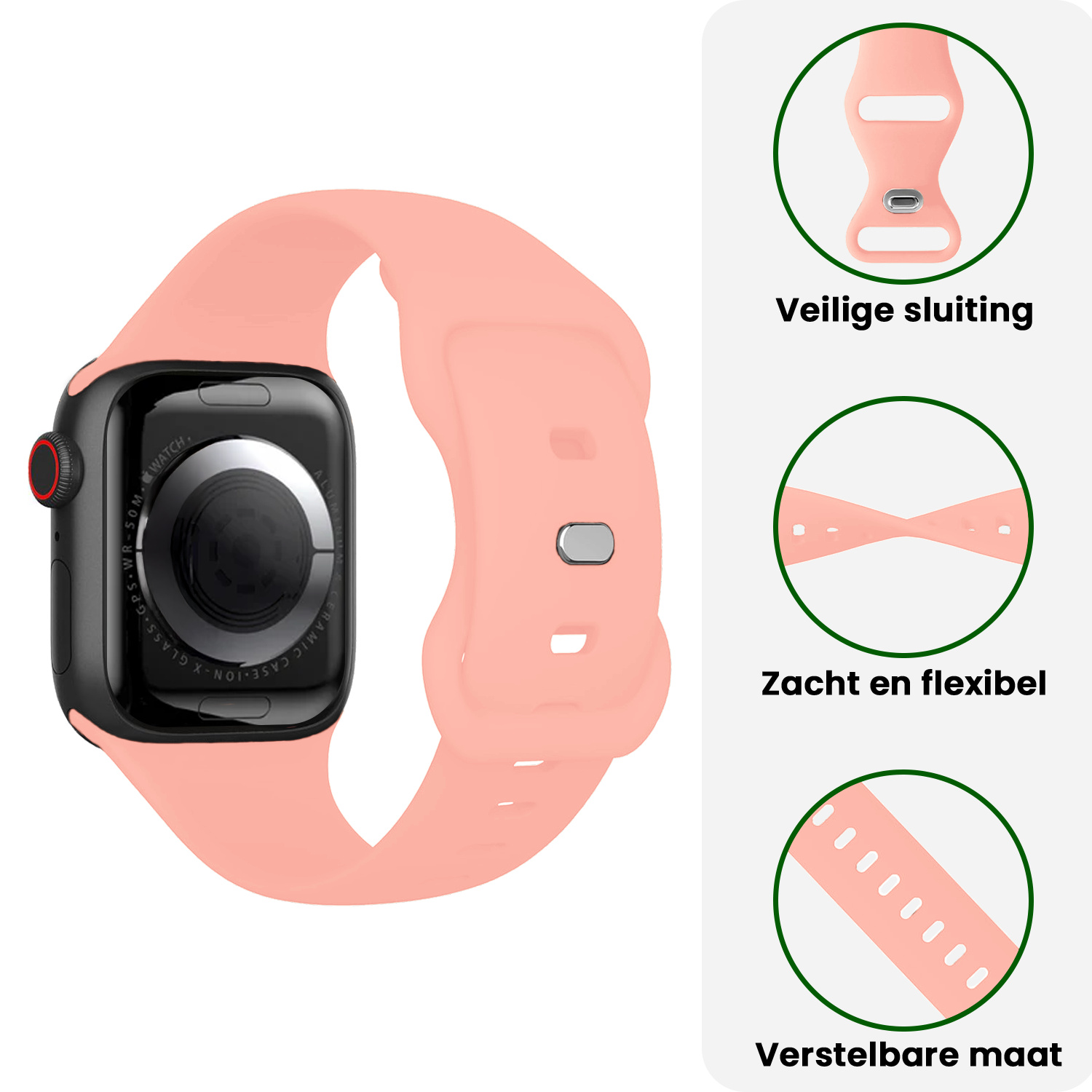 BASEY. BASEY. Apple Watch Bandje Siliconen Verstelbaar (38/40/41 mm) - Mint