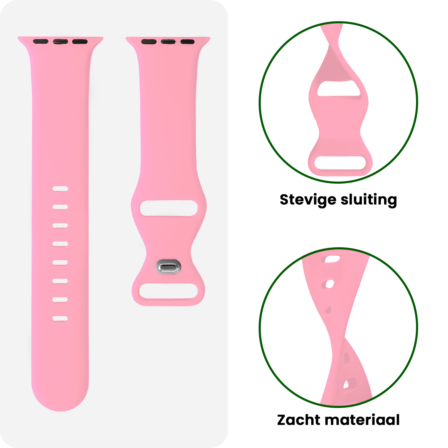 BASEY. BASEY. Apple Watch Bandje Siliconen Verstelbaar (38/40/41 mm) - Roze