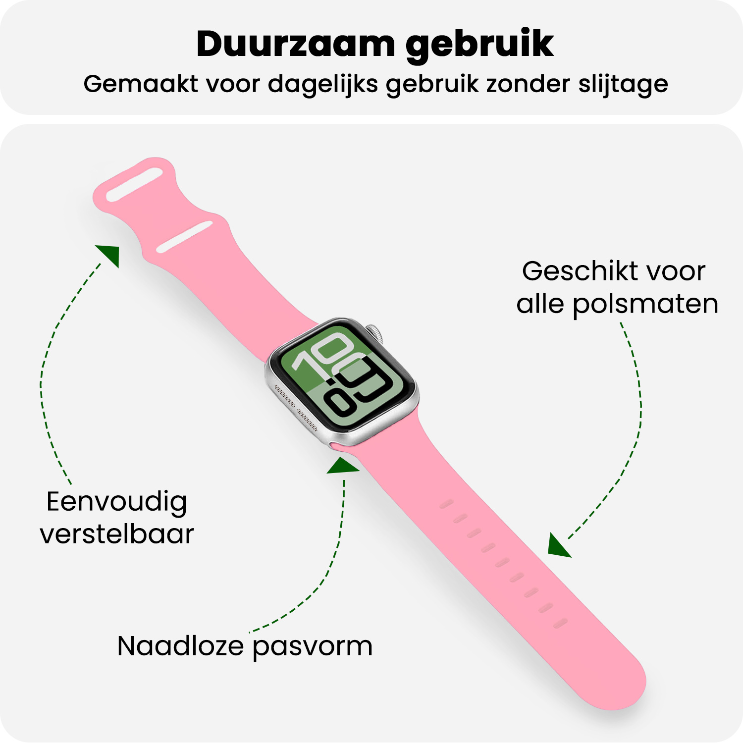BASEY. BASEY. Apple Watch Bandje Siliconen Verstelbaar (38/40/41 mm) - Roze