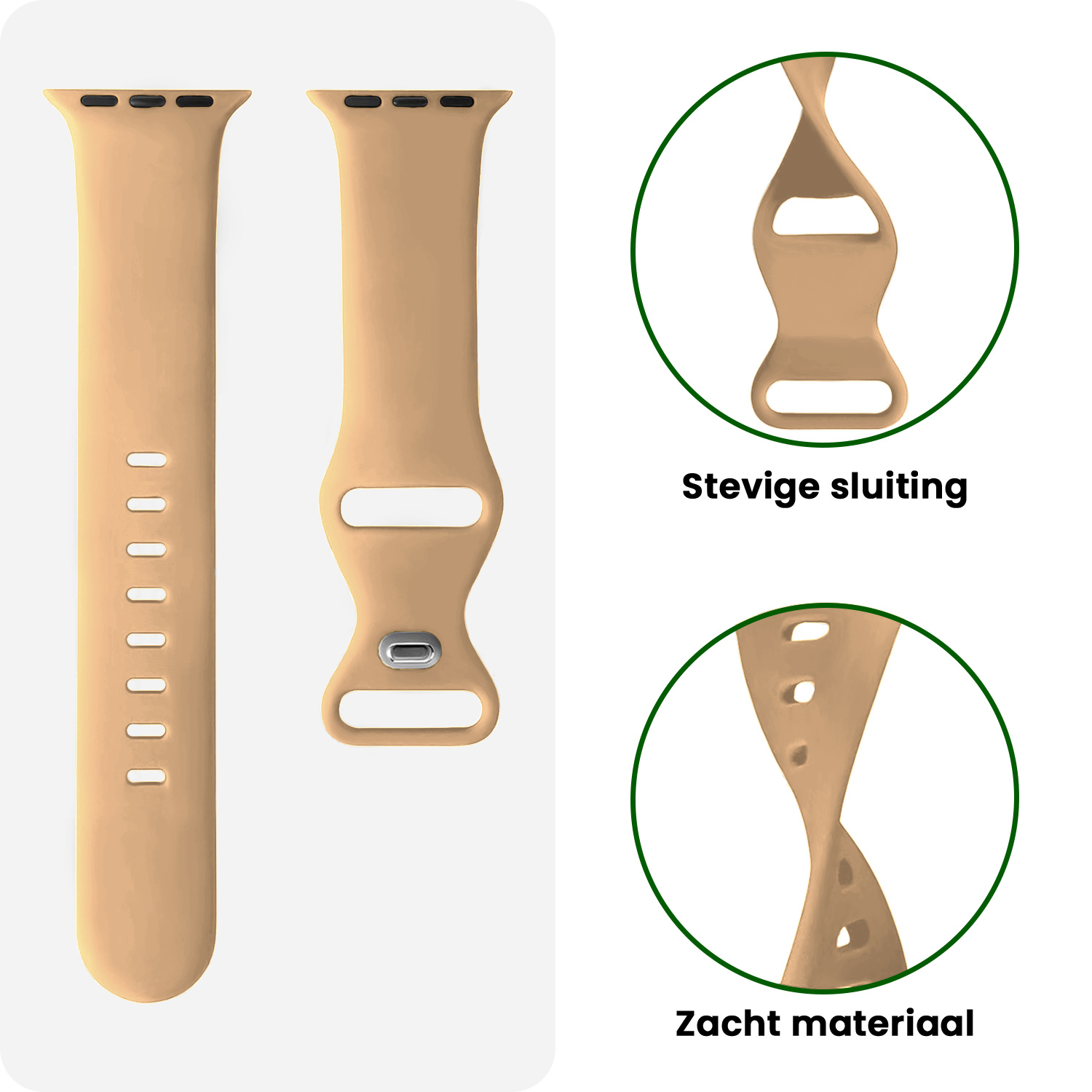 BASEY. BASEY. Apple Watch Bandje Siliconen Verstelbaar (38/40/41 mm) - Walnoot