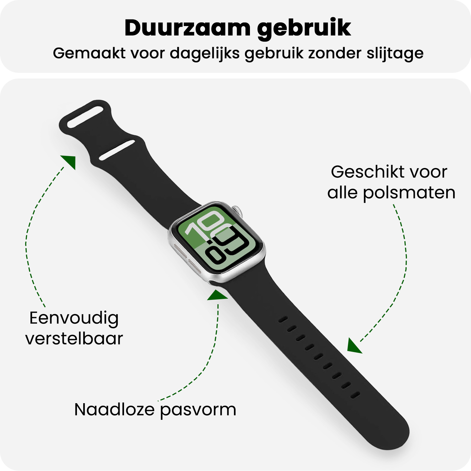BASEY. BASEY. Apple Watch Bandje Siliconen Verstelbaar (38/40/41 mm) - Zwart
