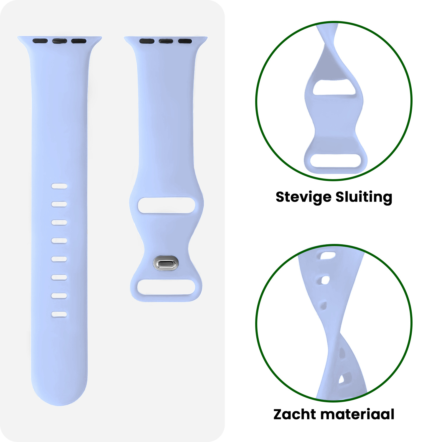 BASEY. BASEY. Apple Watch Bandje Siliconen Verstelbaar (42/44/45/46 mm) - Baby Blauw