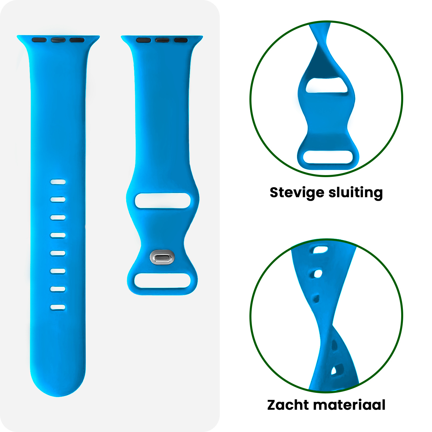BASEY. BASEY. Apple Watch Bandje Siliconen Verstelbaar (42/44/45/46 mm) - Blauw