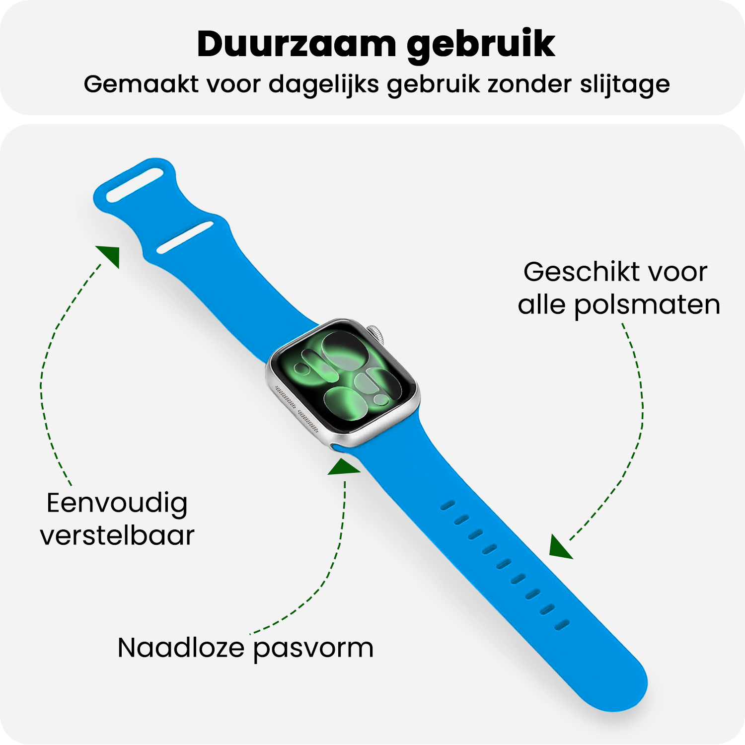 BASEY. BASEY. Apple Watch Bandje Siliconen Verstelbaar (42/44/45/46 mm) - Blauw