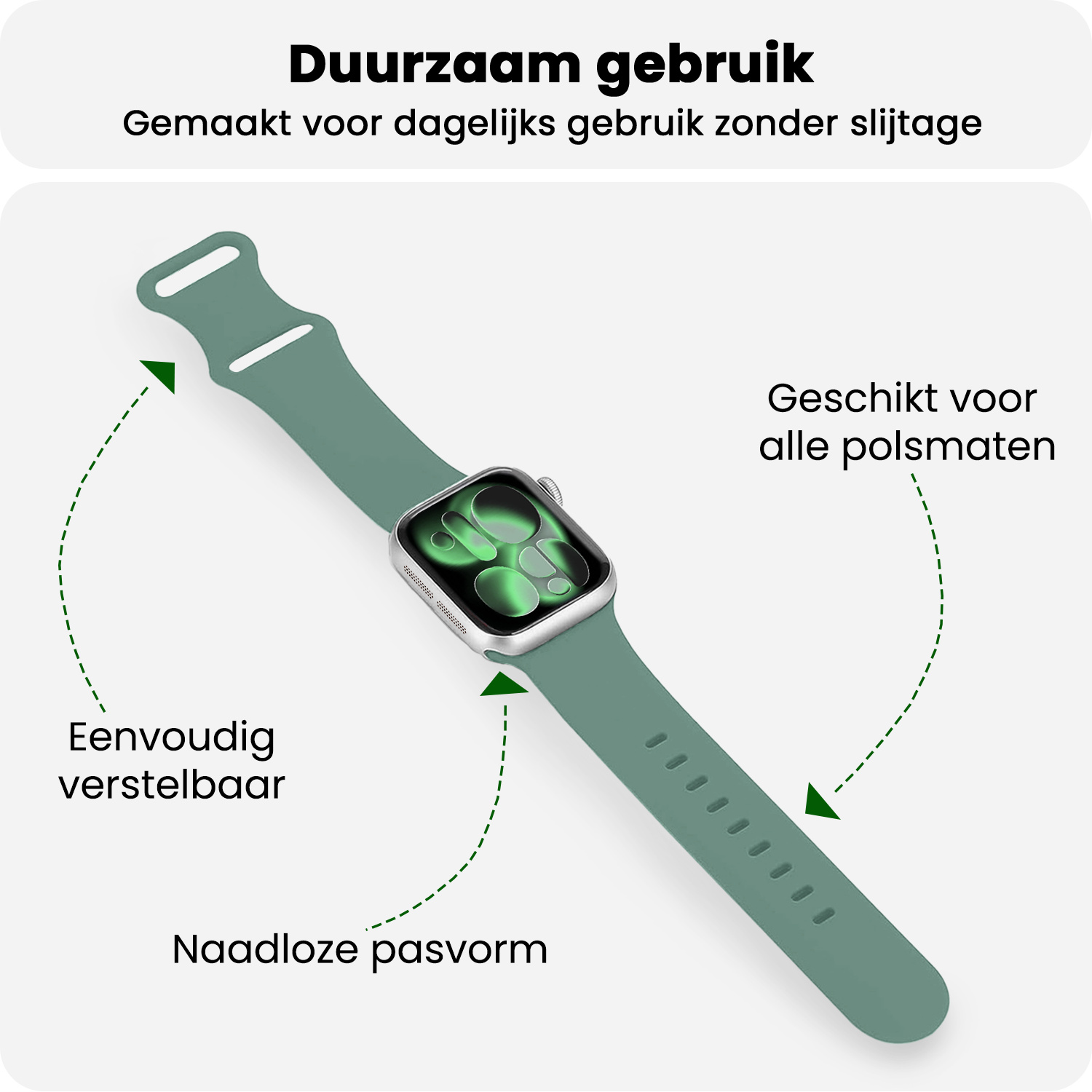 BASEY. BASEY. Apple Watch Bandje Siliconen Verstelbaar (42/44/45/46 mm) - Cactus