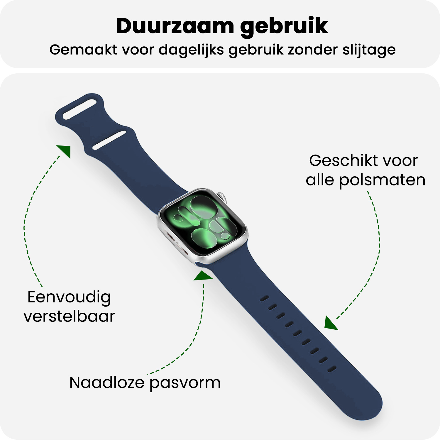 BASEY. BASEY. Apple Watch Bandje Siliconen Verstelbaar (42/44/45/46 mm) - Donkerblauw