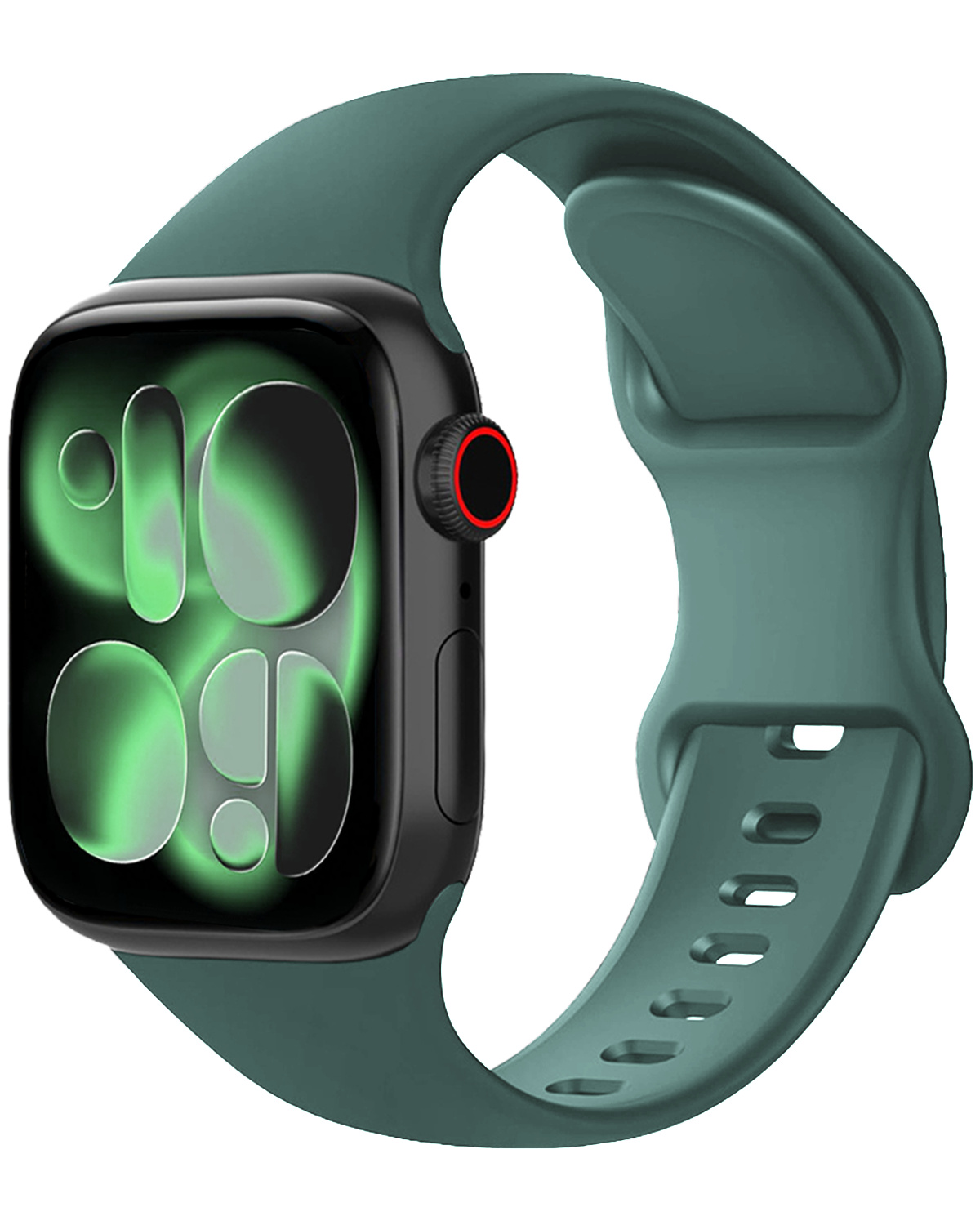 BASEY. BASEY. Apple Watch Bandje Siliconen Verstelbaar (42/44/45/46 mm) - Donkergroen