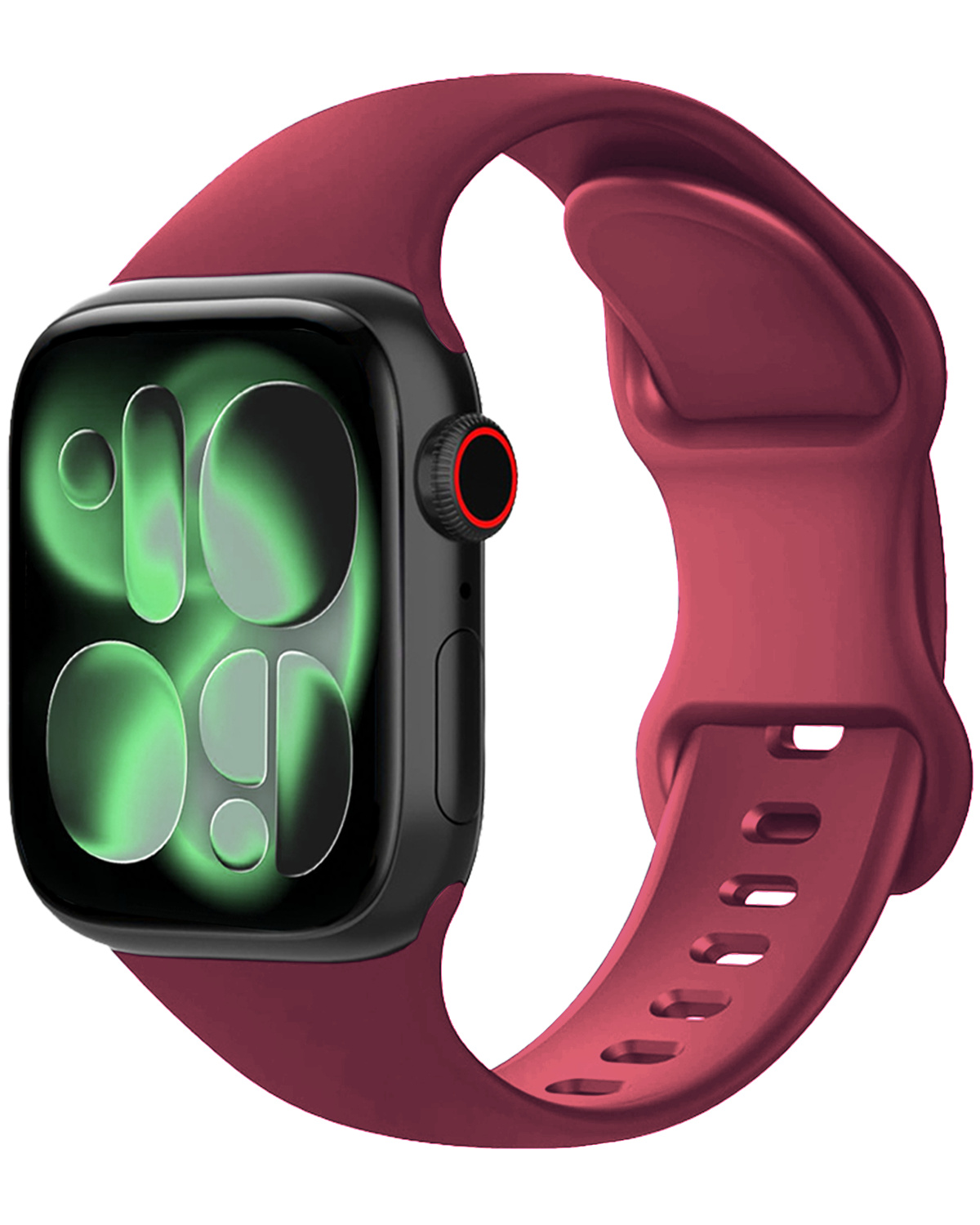 BASEY. BASEY. Apple Watch Bandje Siliconen Verstelbaar (42/44/45/46 mm) - Donker Rood