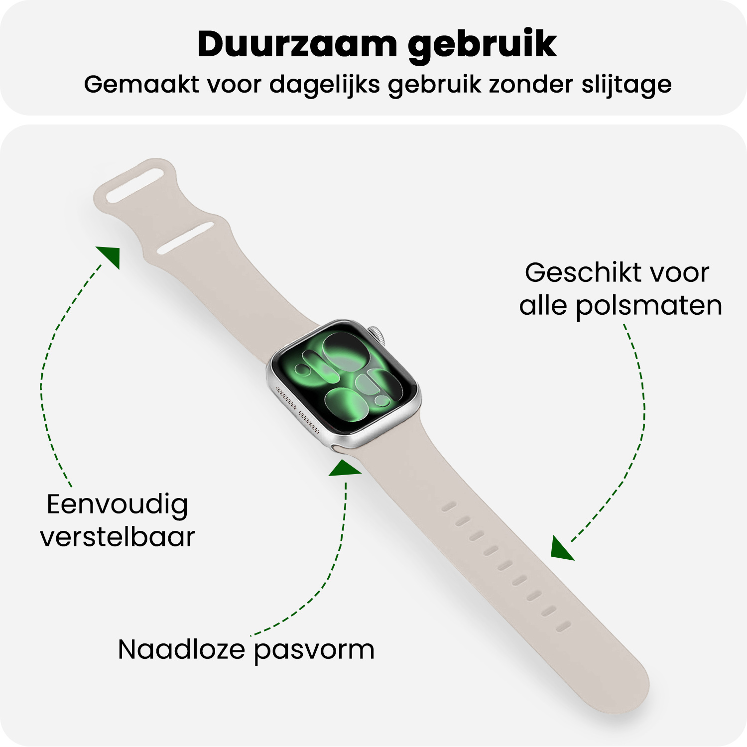 BASEY. BASEY. Apple Watch Bandje Siliconen Verstelbaar (42/44/45/46 mm) - Ivoor