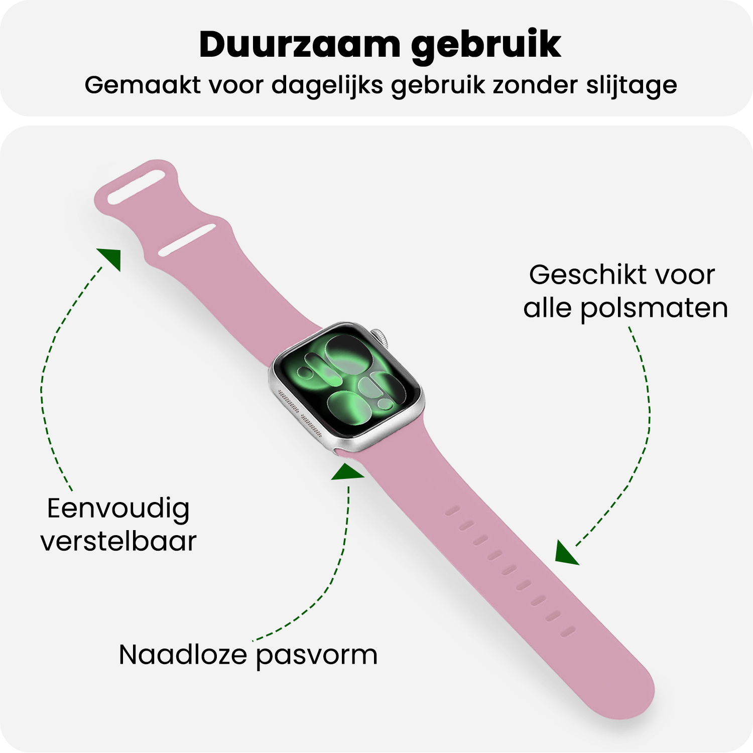 BASEY. BASEY. Apple Watch Bandje Siliconen Verstelbaar (42/44/45/46 mm) - Lila