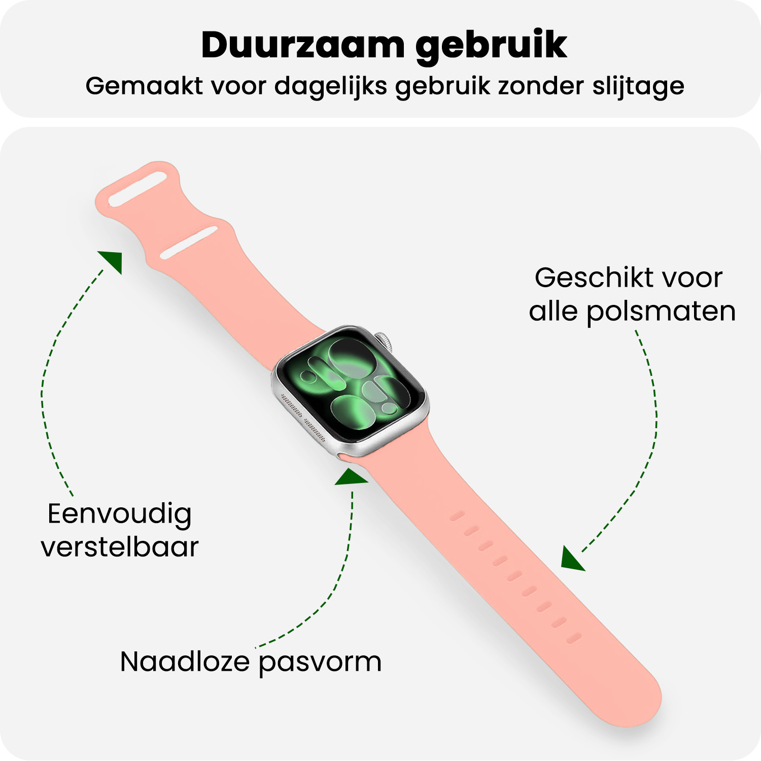 BASEY. BASEY. Apple Watch Bandje Siliconen Verstelbaar (42/44/45/46 mm) - Mint