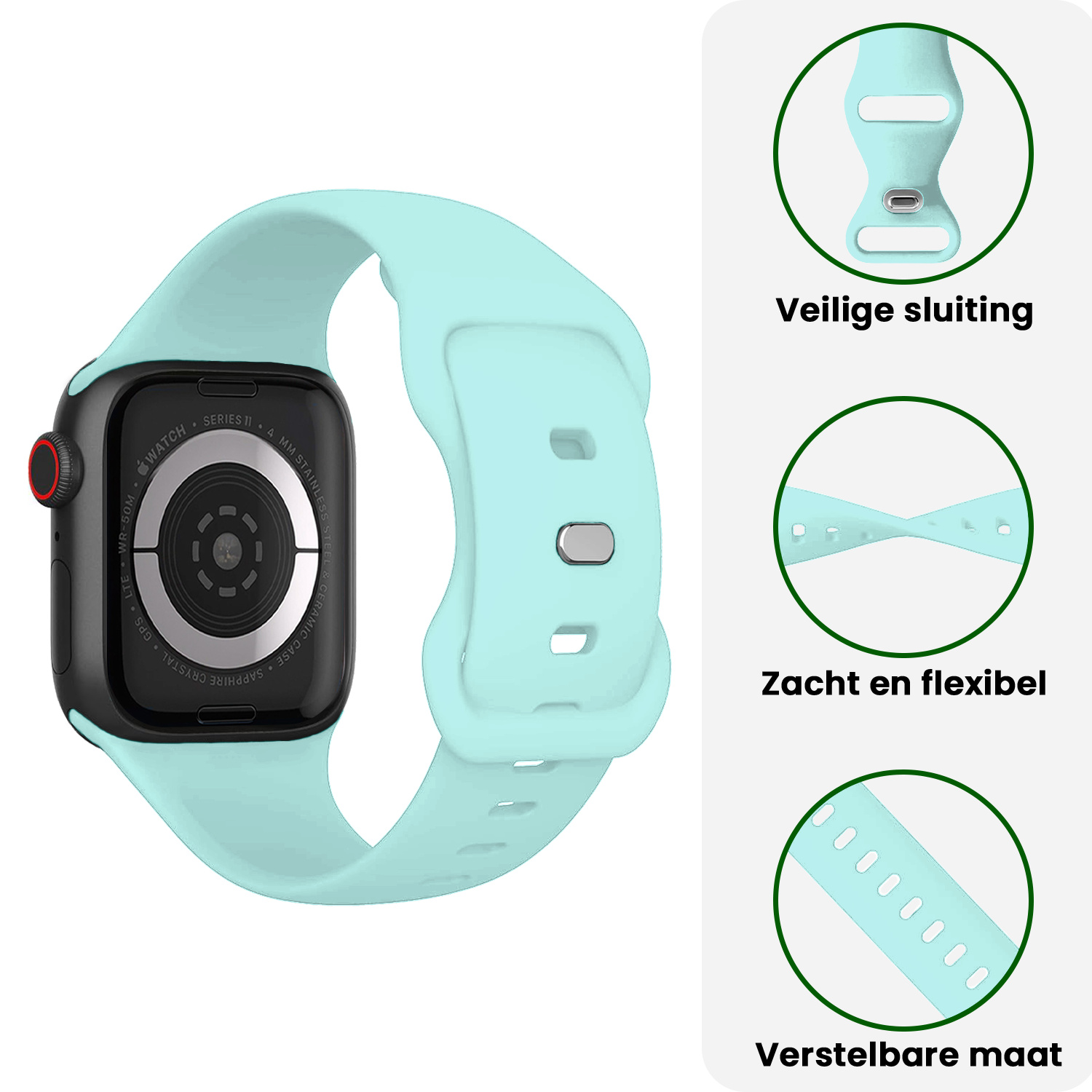 BASEY. BASEY. Apple Watch Bandje Siliconen Verstelbaar (42/44/45/46 mm) - Oud Roze