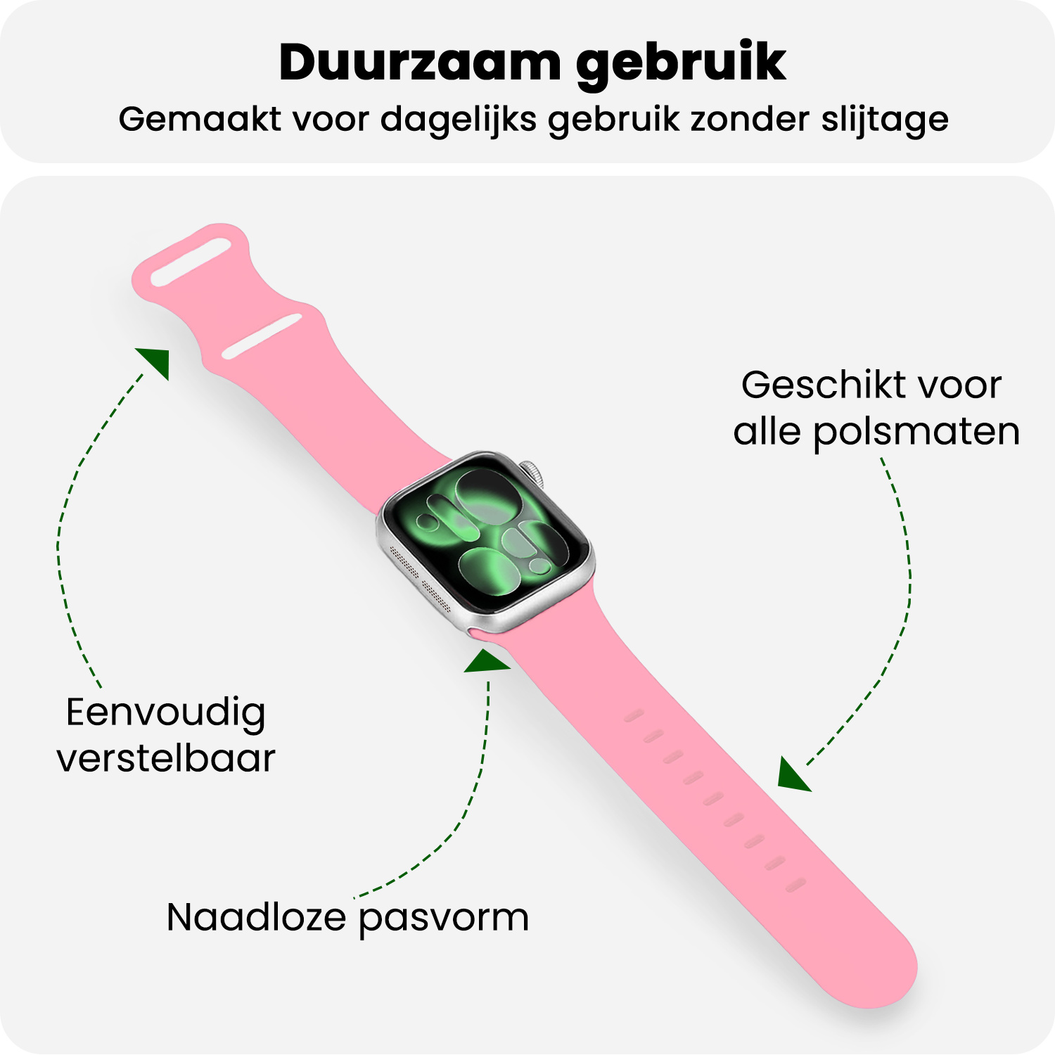 BASEY. BASEY. Apple Watch Bandje Siliconen Verstelbaar (42/44/45/46 mm) - Roze