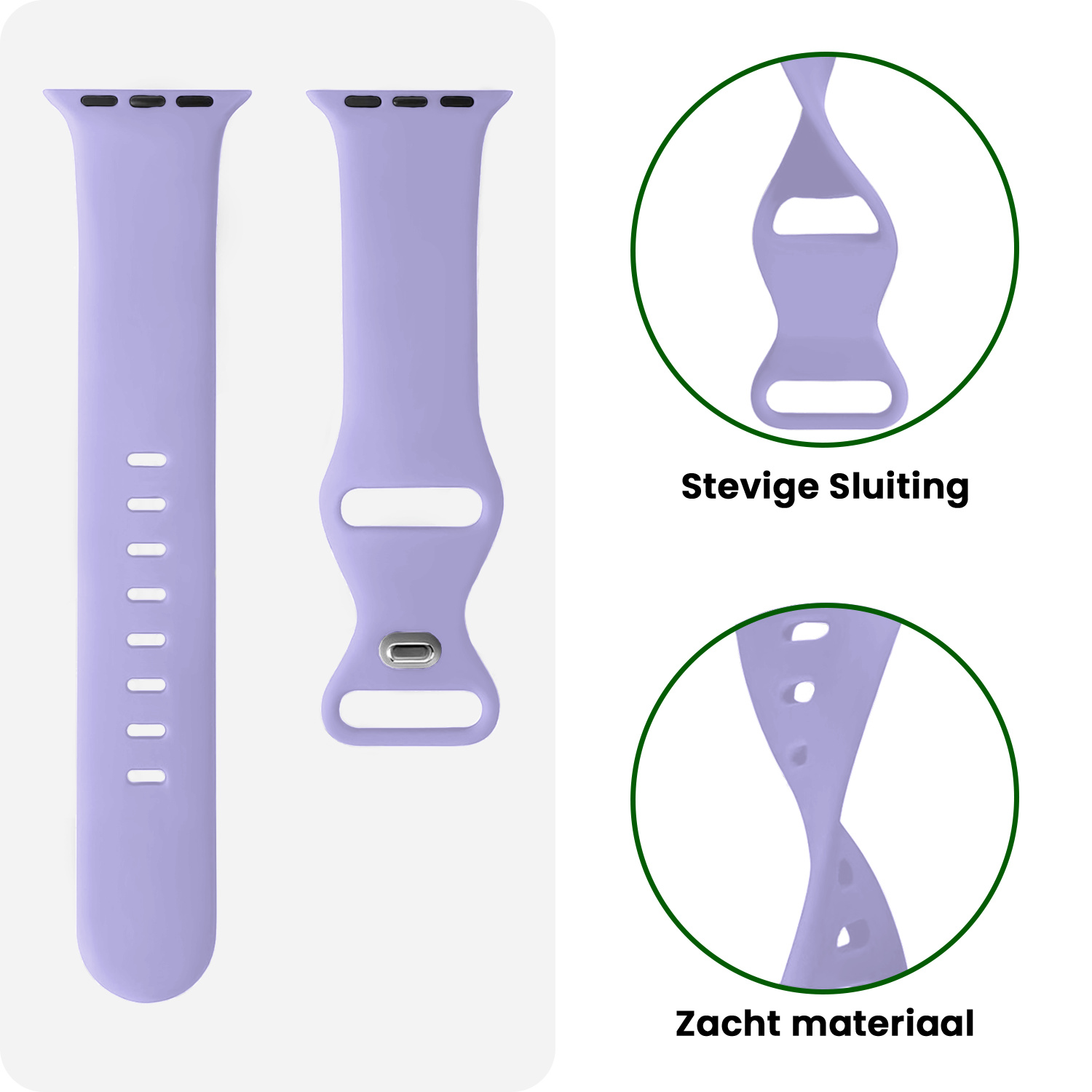 BASEY. BASEY. Apple Watch Bandje Siliconen Verstelbaar (42/44/45/46 mm) - Violet