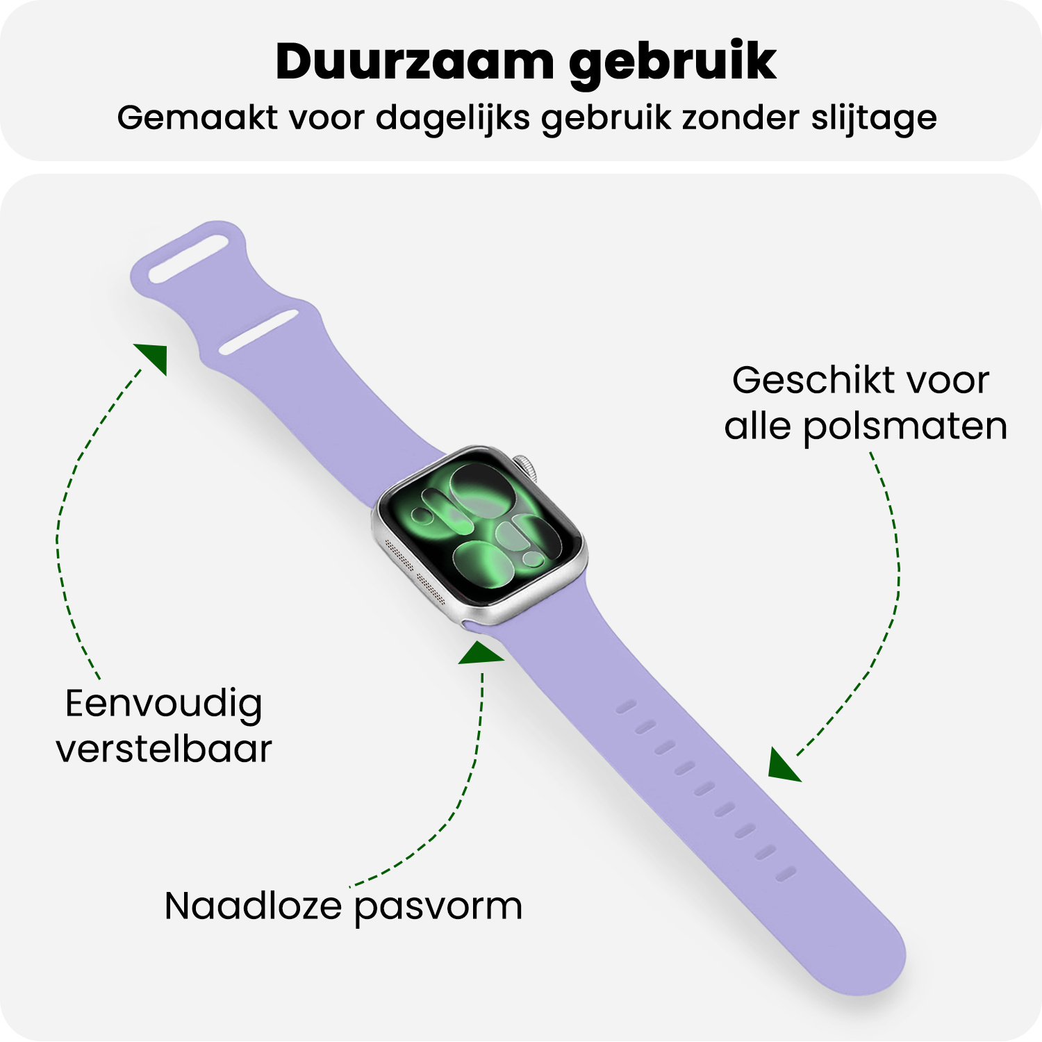 BASEY. BASEY. Apple Watch Bandje Siliconen Verstelbaar (42/44/45/46 mm) - Violet