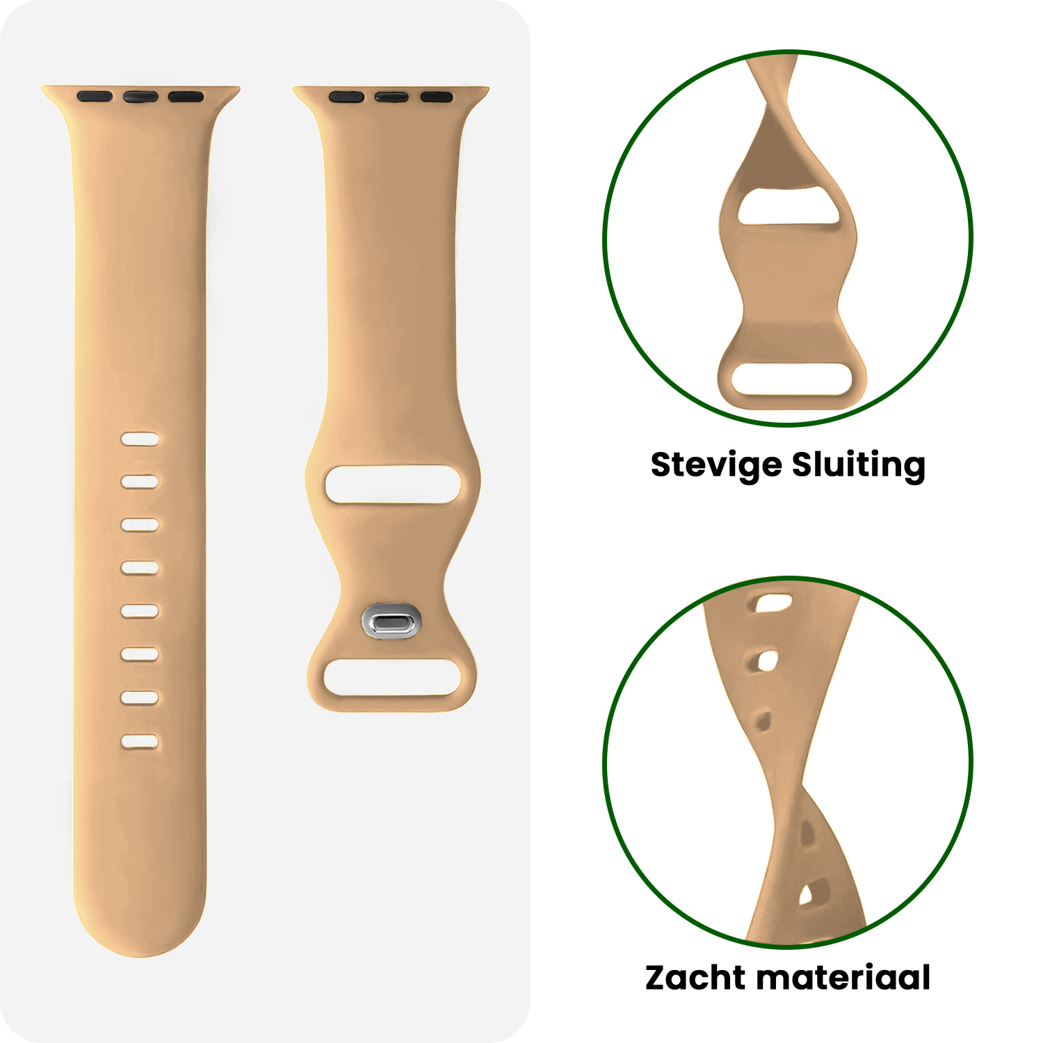 BASEY. BASEY. Apple Watch Bandje Siliconen Verstelbaar (42/44/45/46 mm) - Walnoot