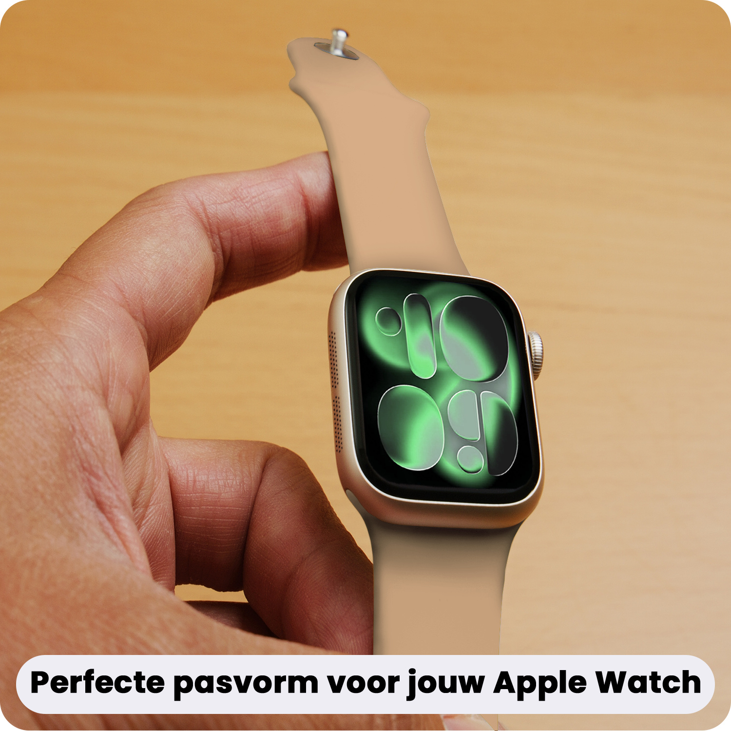 BASEY. BASEY. Apple Watch Bandje Siliconen Verstelbaar (42/44/45/46 mm) - Walnoot