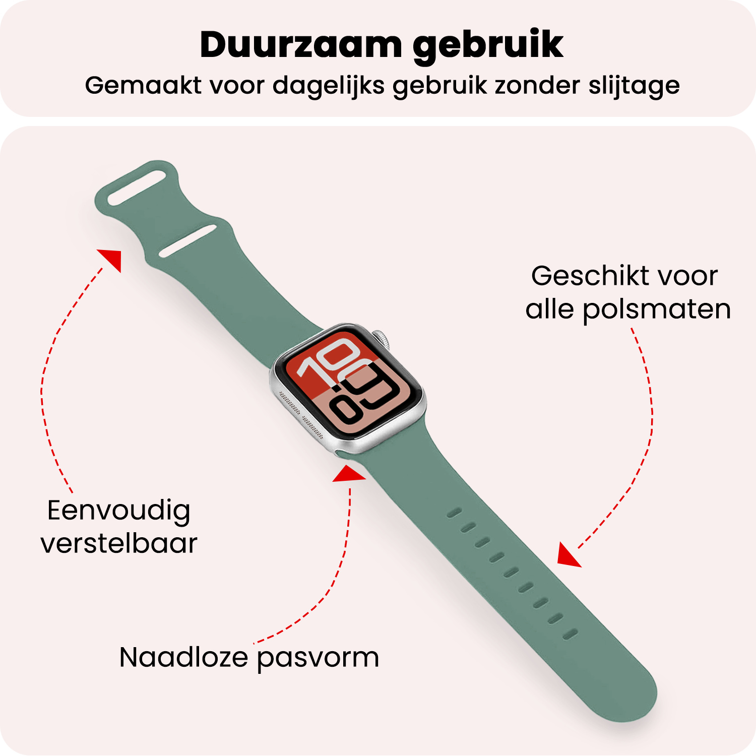 NoXx NoXx Apple Watch Bandje Siliconen Verstelbaar (38/40/41 mm) - Cactus
