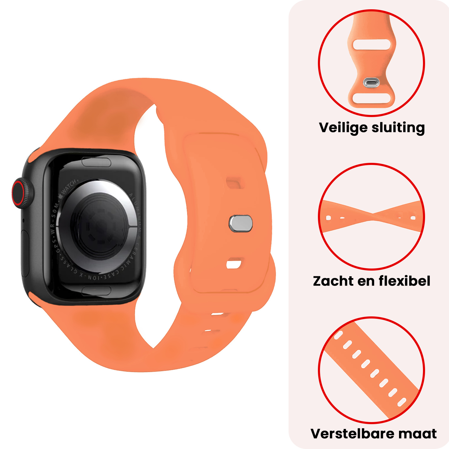 NoXx NoXx Apple Watch Bandje Siliconen Verstelbaar (38/40/41 mm) - Calendula