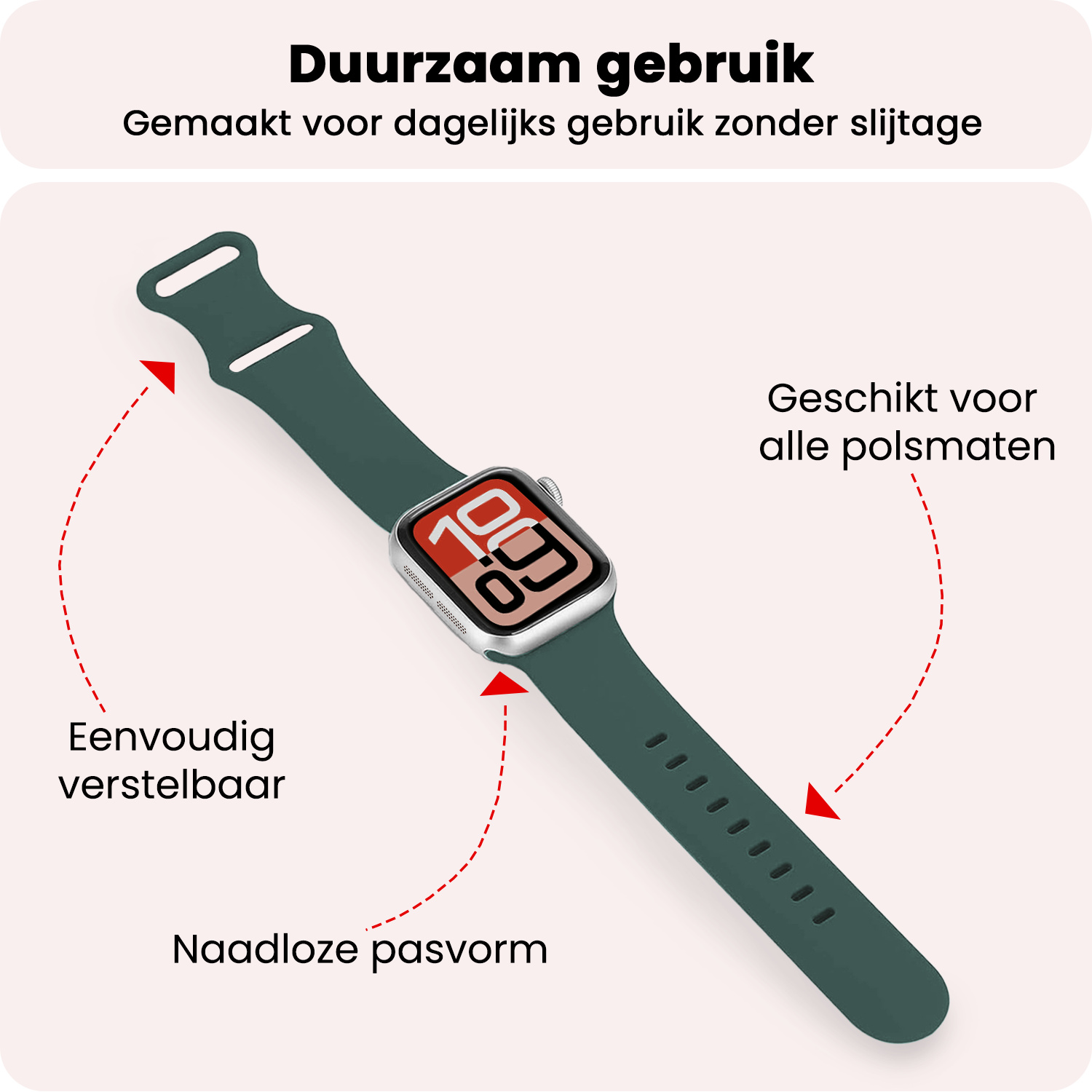 NoXx NoXx Apple Watch Bandje Siliconen Verstelbaar (38/40/41 mm) - Donkergroen