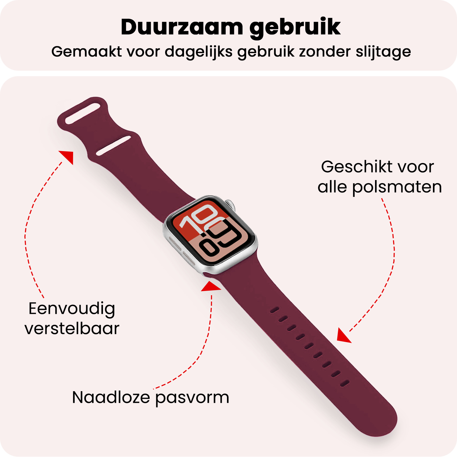 NoXx NoXx Apple Watch Bandje Siliconen Verstelbaar (38/40/41 mm) - Donker Rood