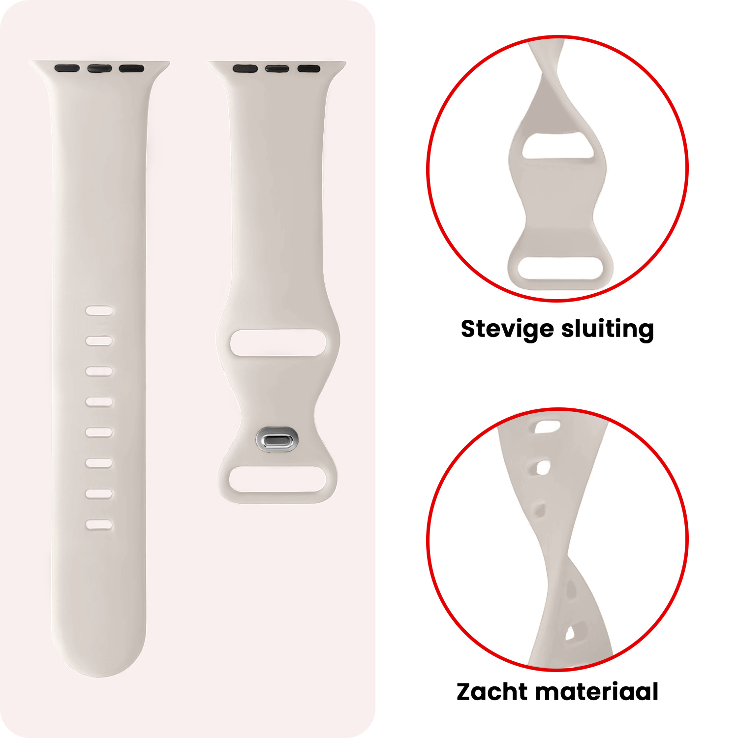 NoXx NoXx Apple Watch Bandje Siliconen Verstelbaar (38/40/41 mm) - Ivoor