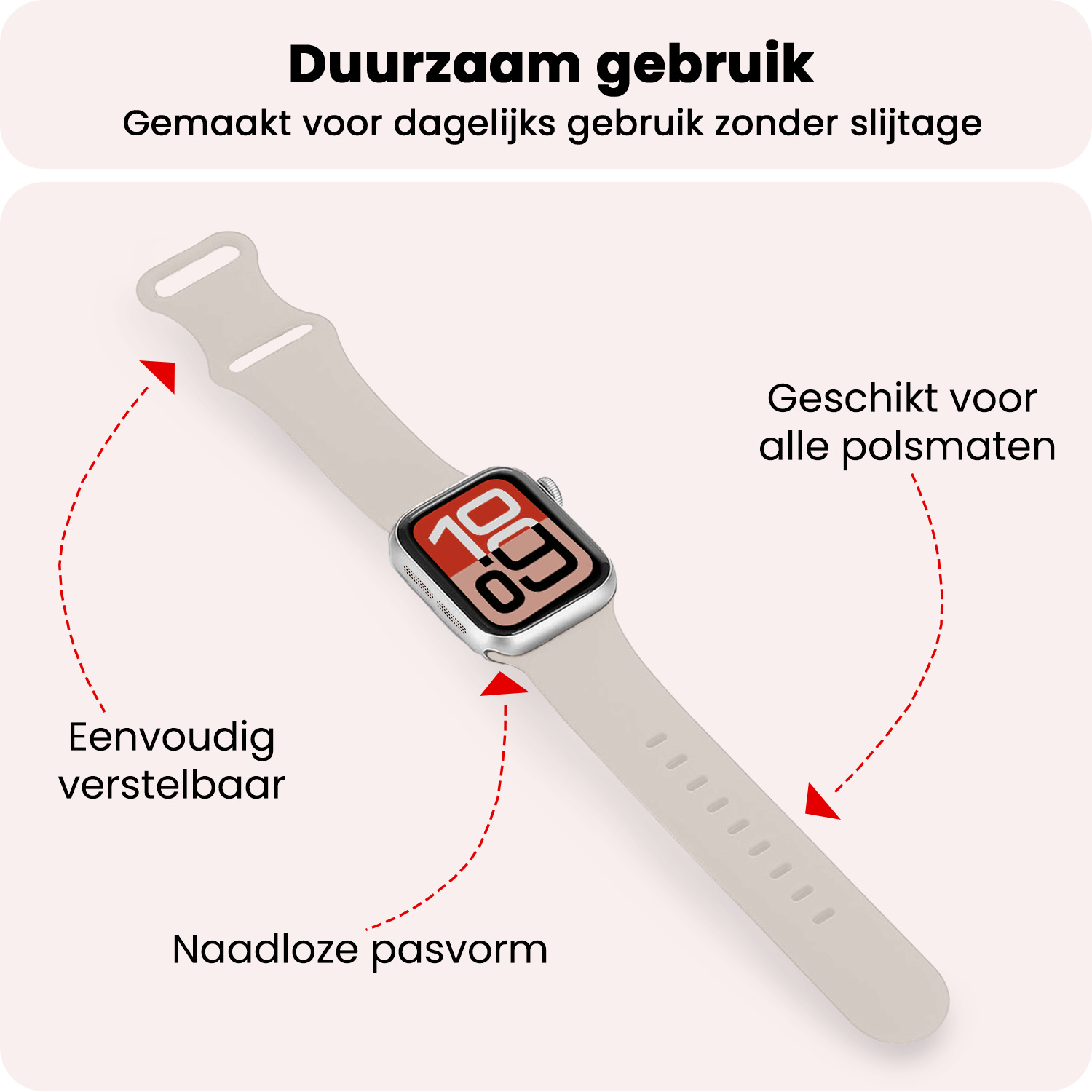 NoXx NoXx Apple Watch Bandje Siliconen Verstelbaar (38/40/41 mm) - Ivoor