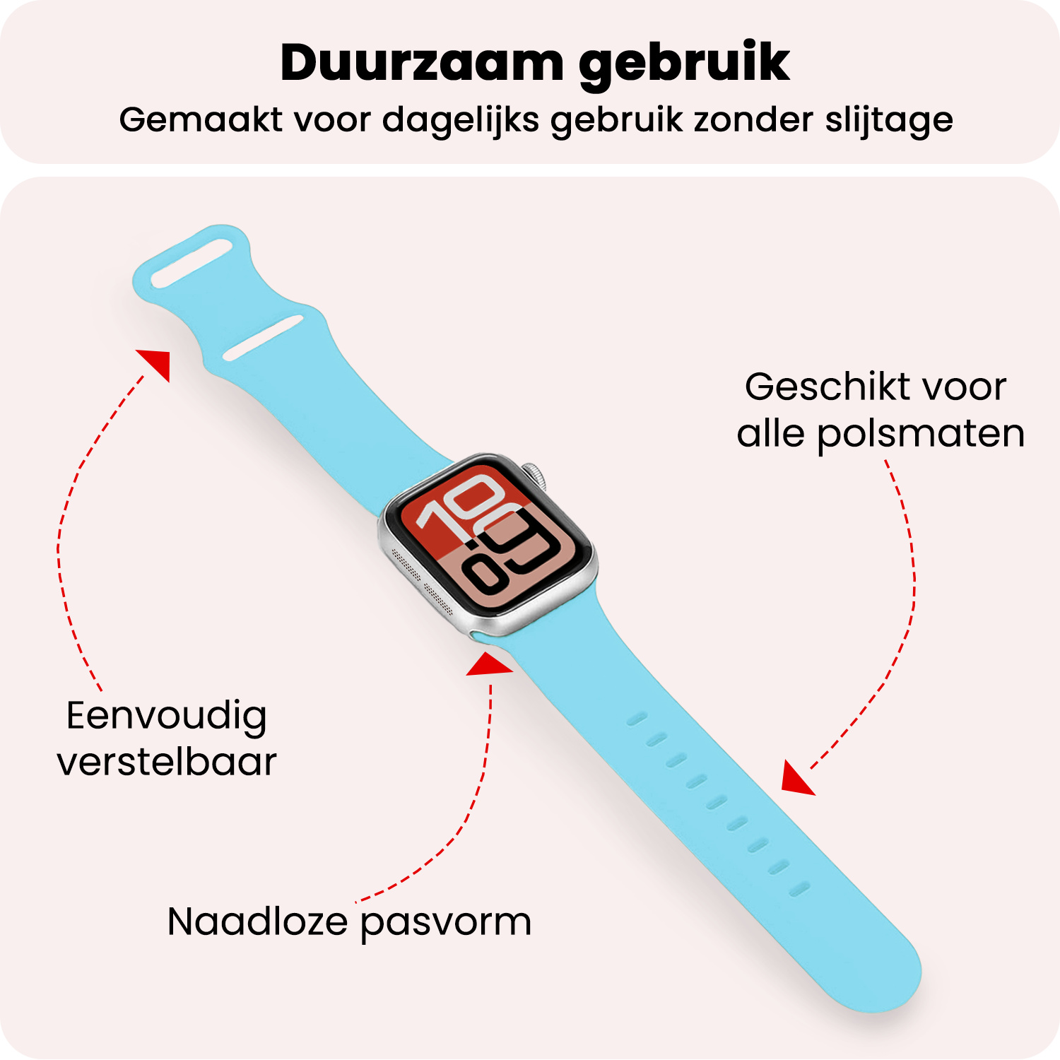 NoXx NoXx Apple Watch Bandje Siliconen Verstelbaar (38/40/41 mm) - Lichtblauw