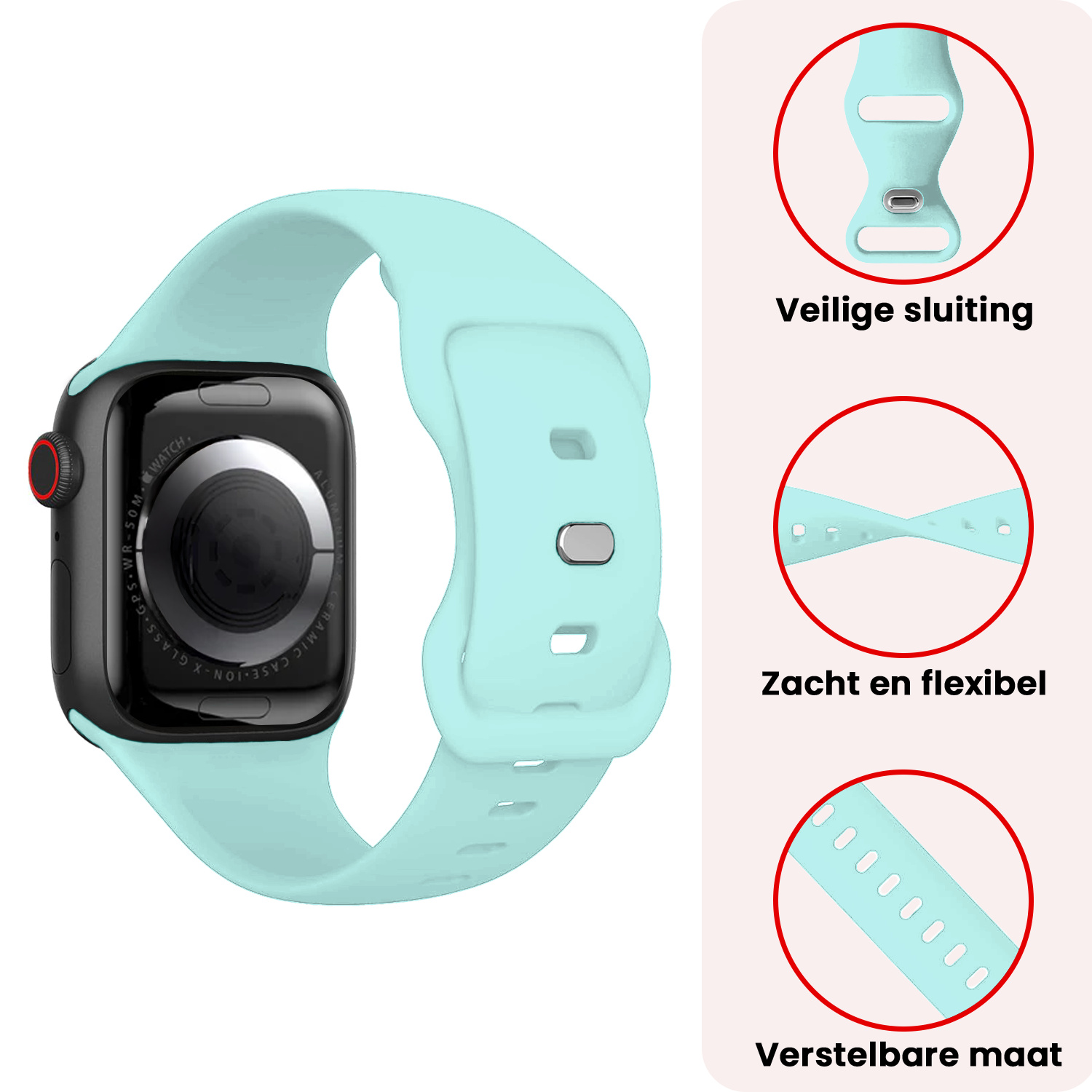 NoXx NoXx Apple Watch Bandje Siliconen Verstelbaar (38/40/41 mm) - Oud Roze