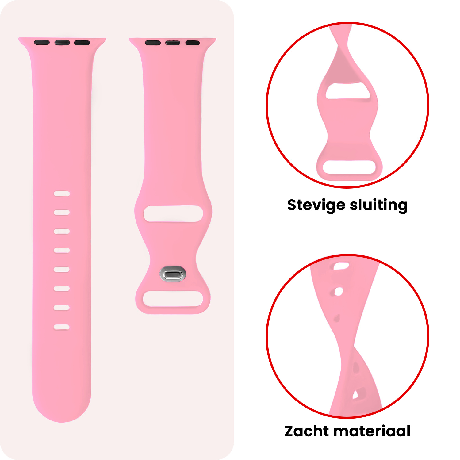NoXx NoXx Apple Watch Bandje Siliconen Verstelbaar (38/40/41 mm) - Roze