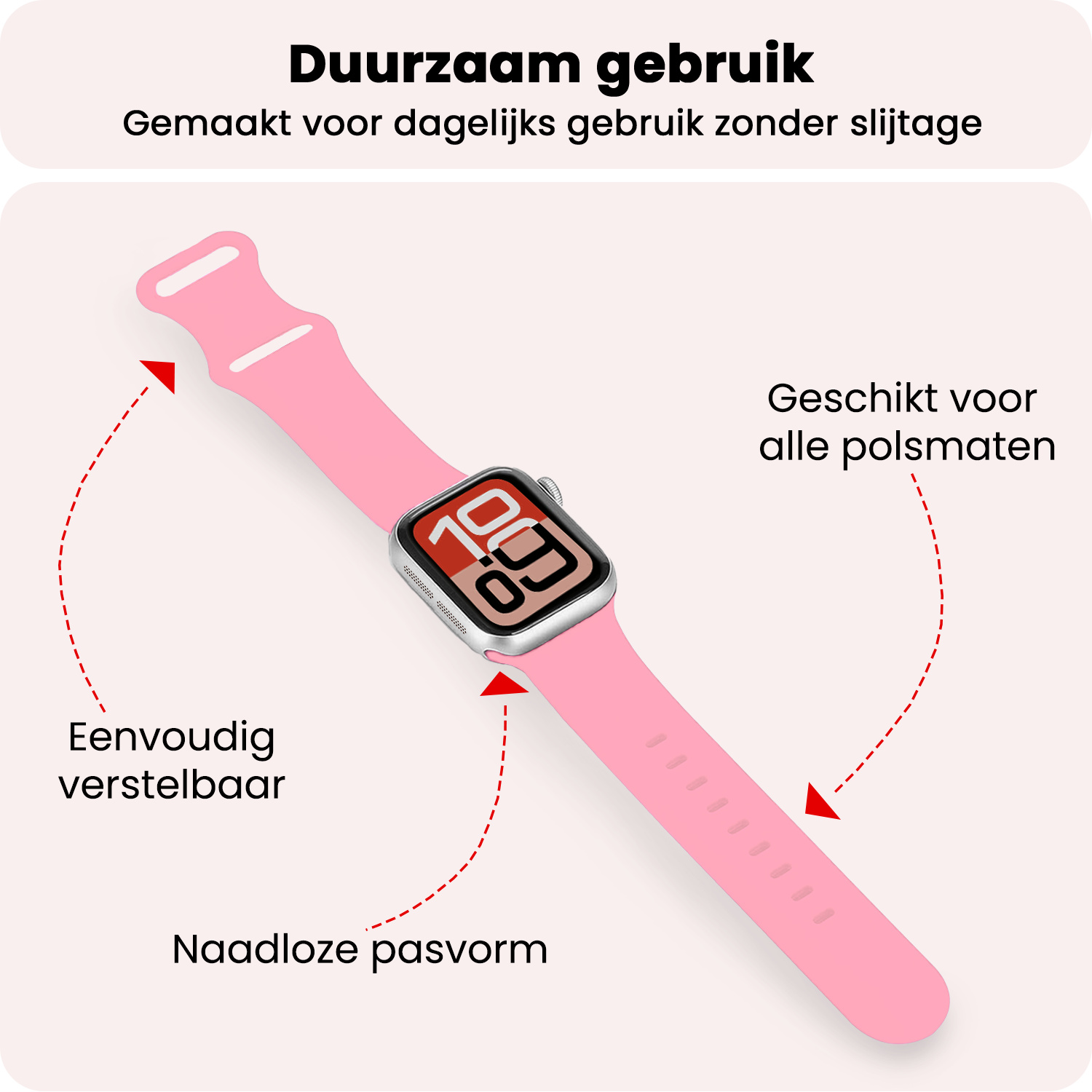 NoXx NoXx Apple Watch Bandje Siliconen Verstelbaar (38/40/41 mm) - Roze