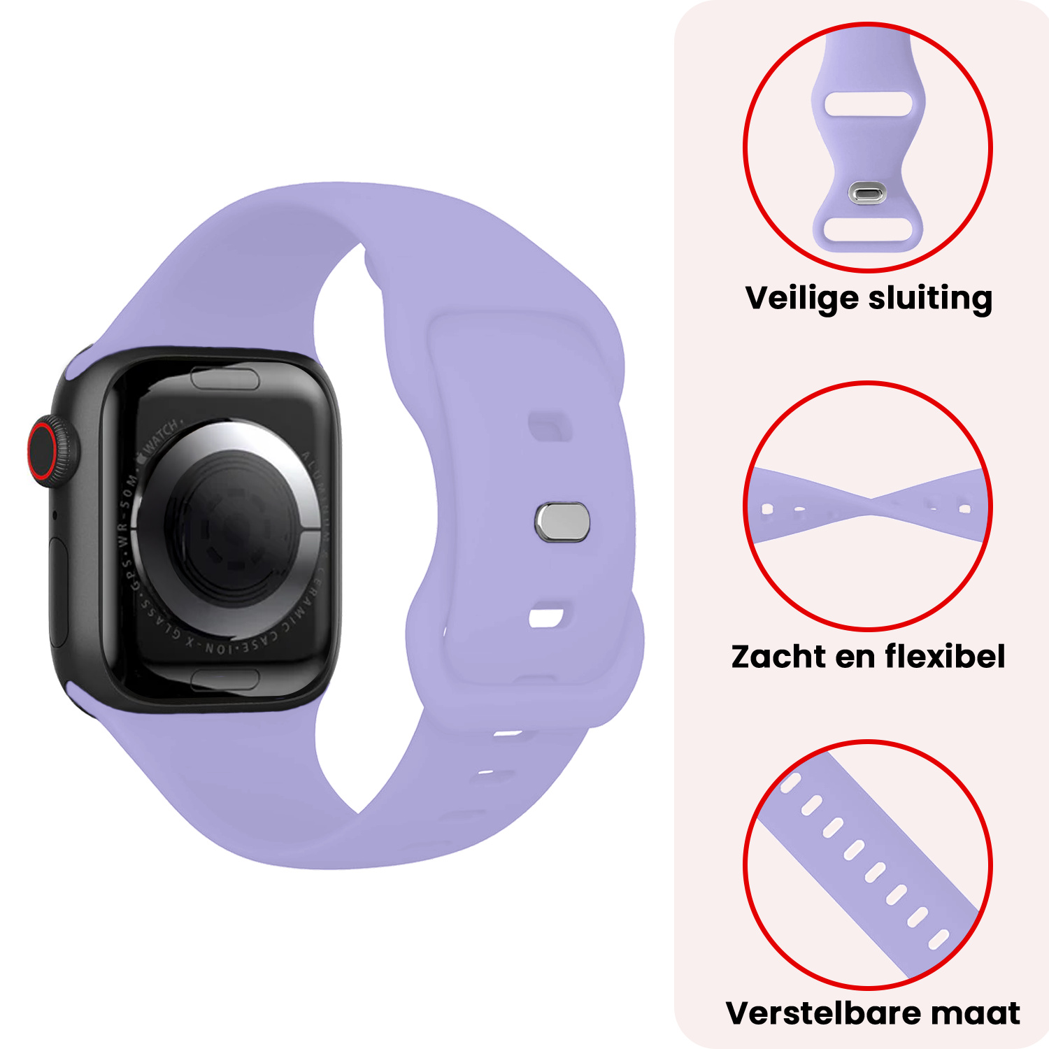 NoXx NoXx Apple Watch Bandje Siliconen Verstelbaar (38/40/41 mm) - Violet