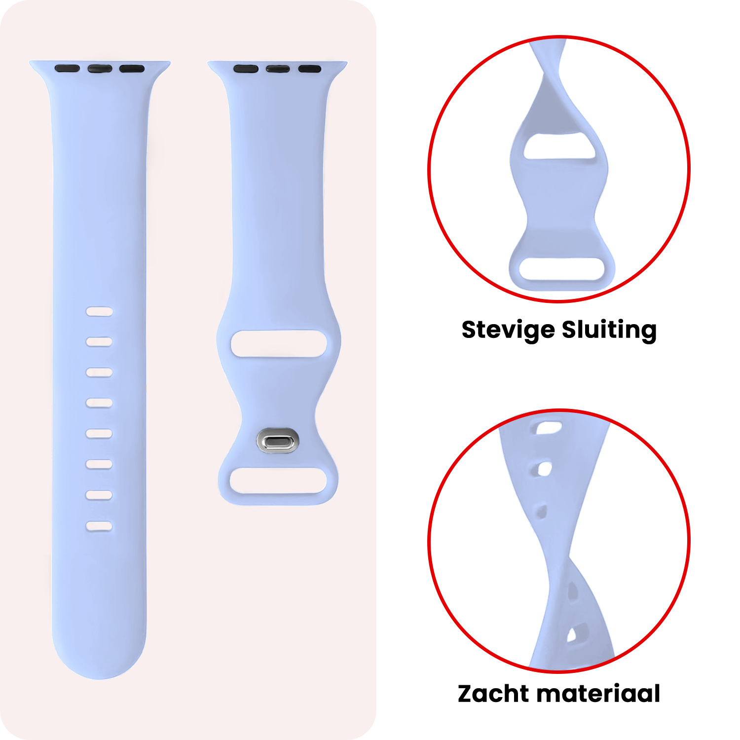 NoXx NoXx Apple Watch Bandje Siliconen Verstelbaar (42/44/45/46 mm) - Baby Blauw