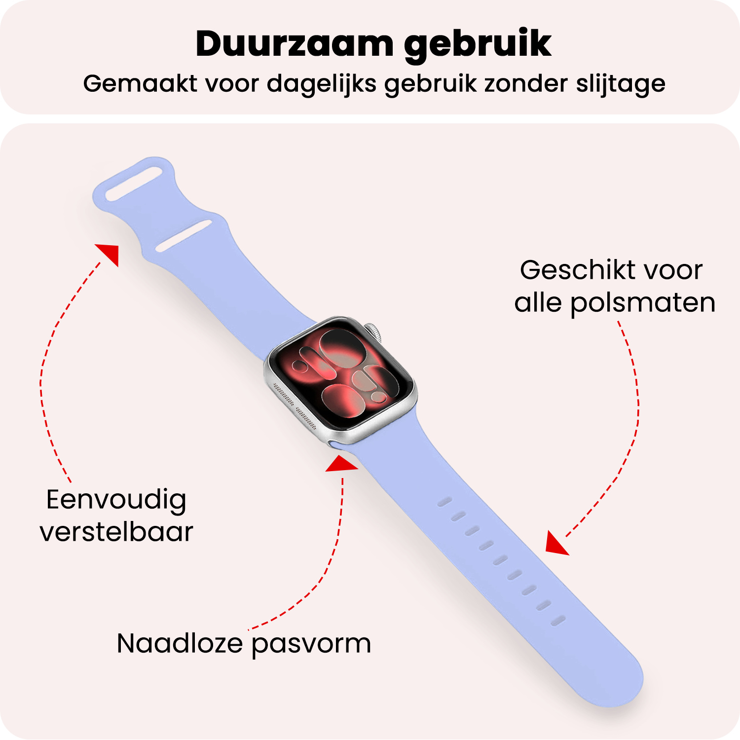NoXx NoXx Apple Watch Bandje Siliconen Verstelbaar (42/44/45/46 mm) - Baby Blauw