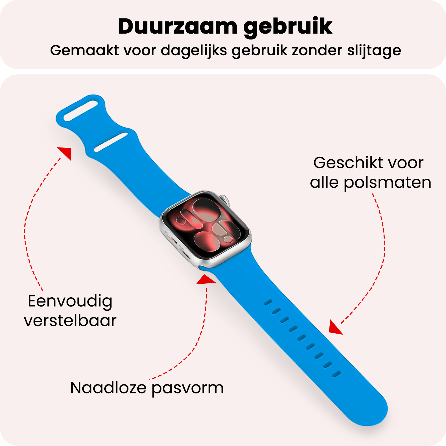 NoXx NoXx Apple Watch Bandje Siliconen Verstelbaar (42/44/45/46 mm) - Blauw