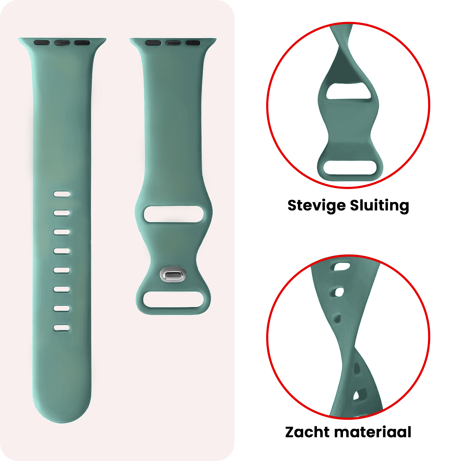 NoXx NoXx Apple Watch Bandje Siliconen Verstelbaar (42/44/45/46 mm) - Cactus