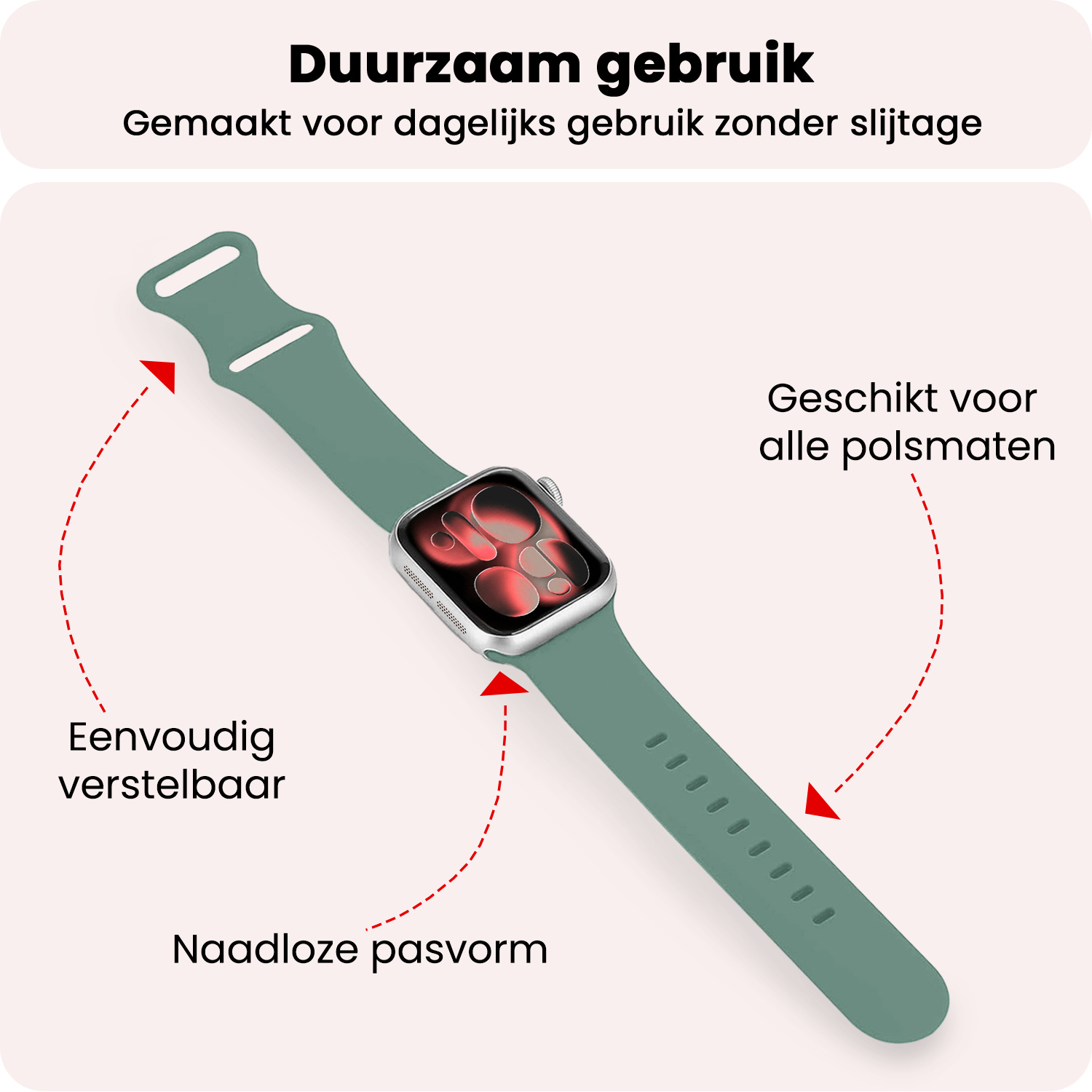 NoXx NoXx Apple Watch Bandje Siliconen Verstelbaar (42/44/45/46 mm) - Cactus