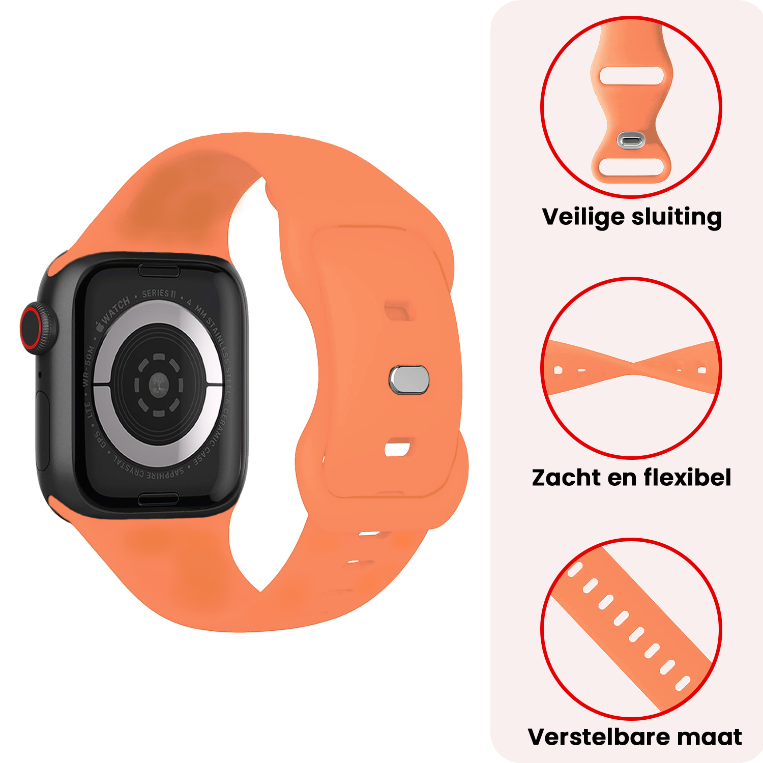NoXx NoXx Apple Watch Bandje Siliconen Verstelbaar (42/44/45/46 mm) - Calendula