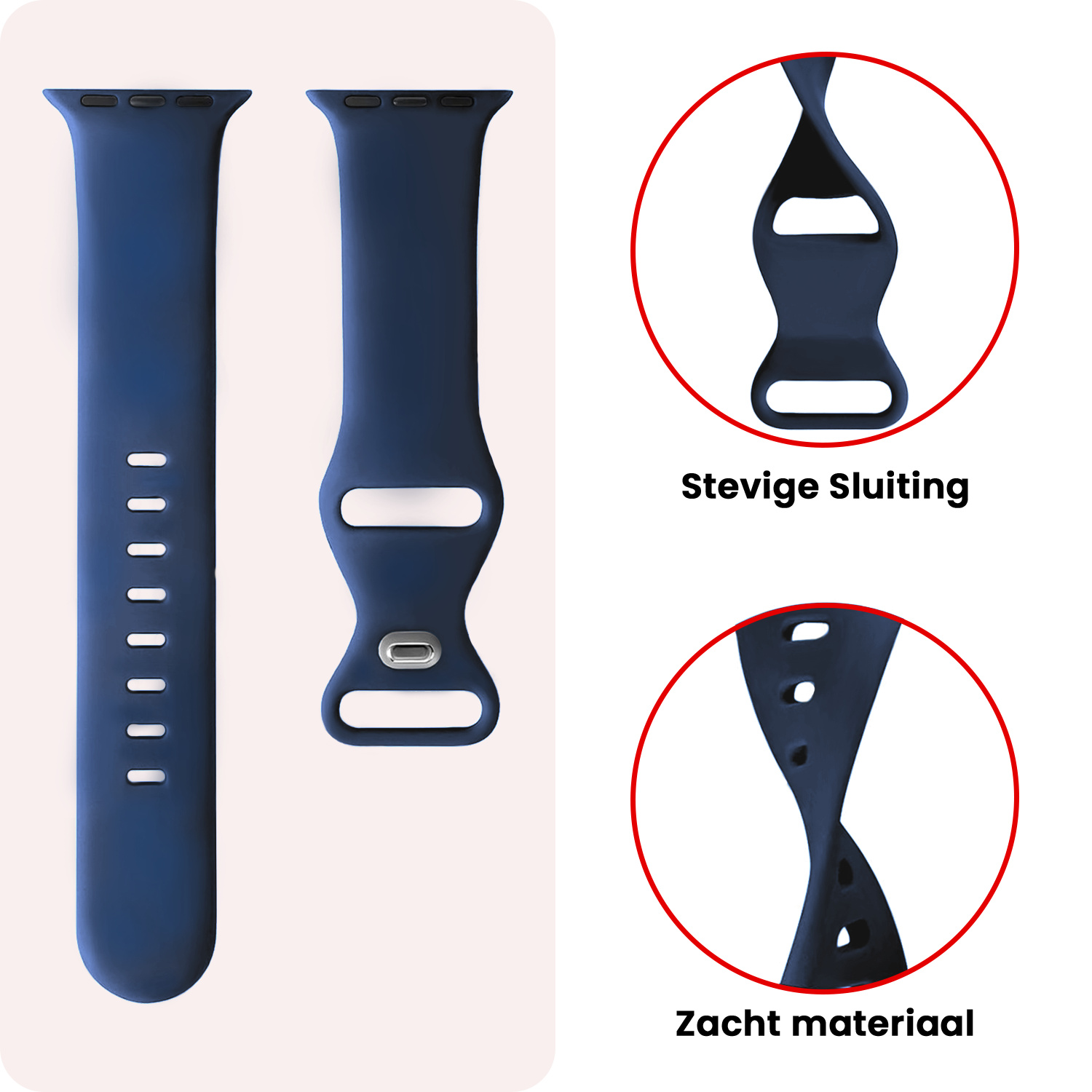 NoXx NoXx Apple Watch Bandje Siliconen Verstelbaar (42/44/45/46 mm) - Donkerblauw