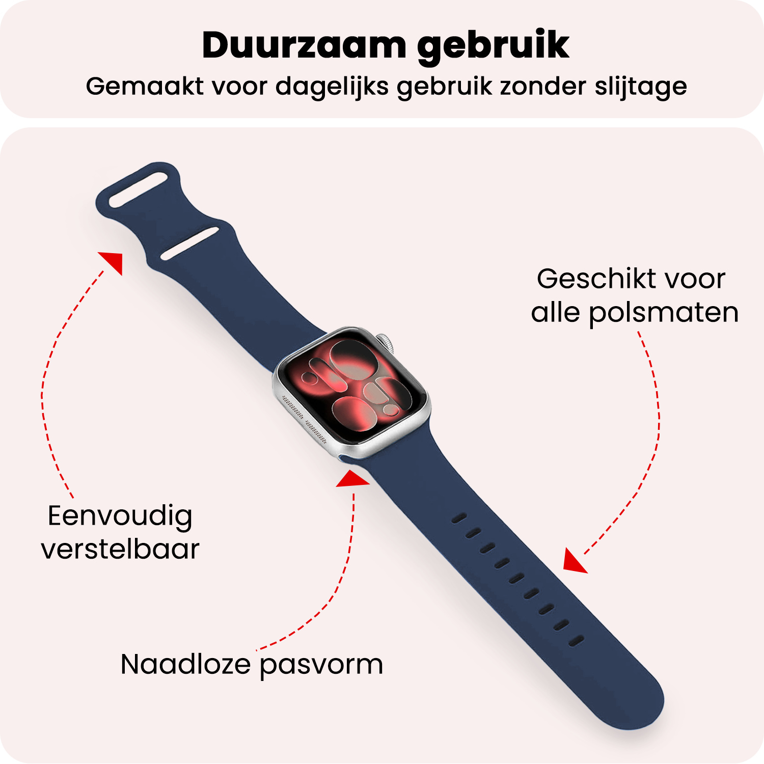 NoXx NoXx Apple Watch Bandje Siliconen Verstelbaar (42/44/45/46 mm) - Donkerblauw