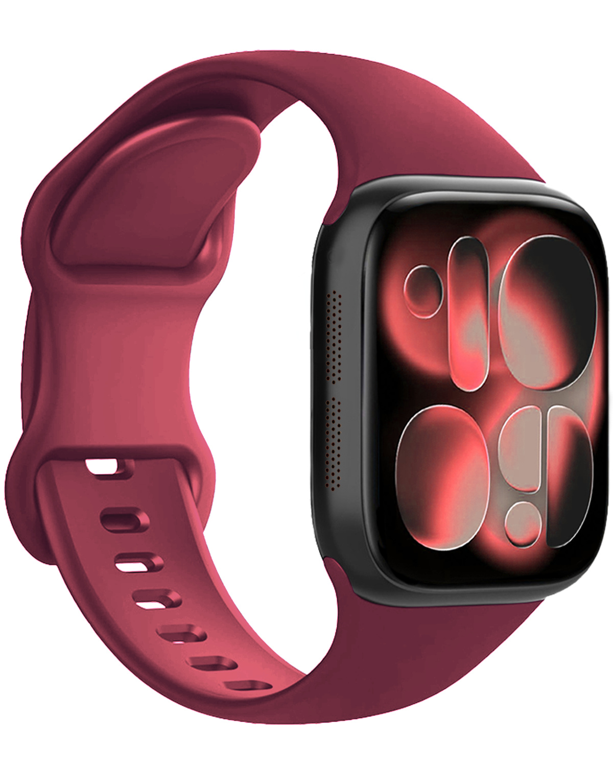 NoXx NoXx Apple Watch Bandje Siliconen Verstelbaar (42/44/45/46 mm) - Donker Rood