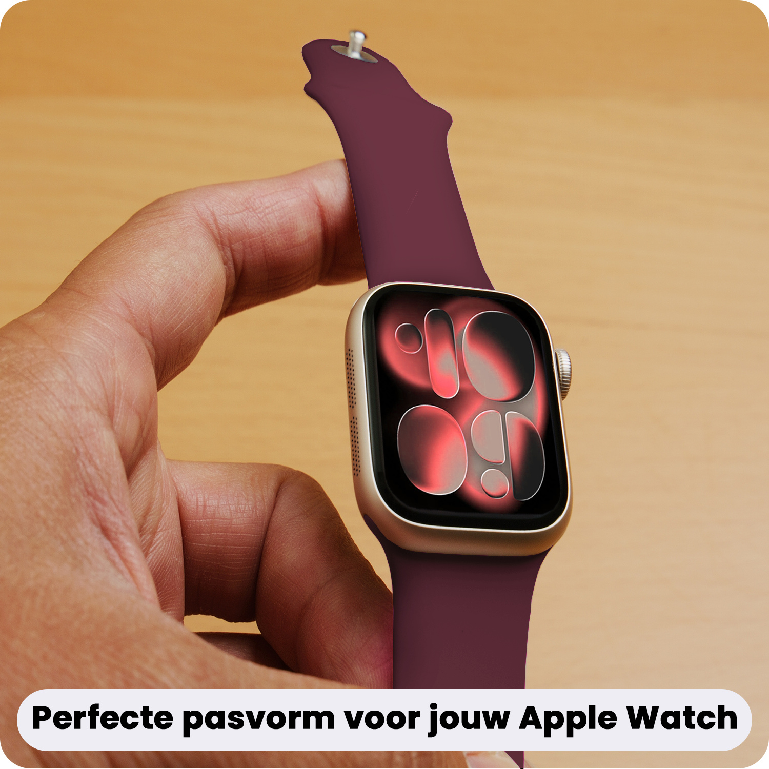 NoXx NoXx Apple Watch Bandje Siliconen Verstelbaar (42/44/45/46 mm) - Donker Rood
