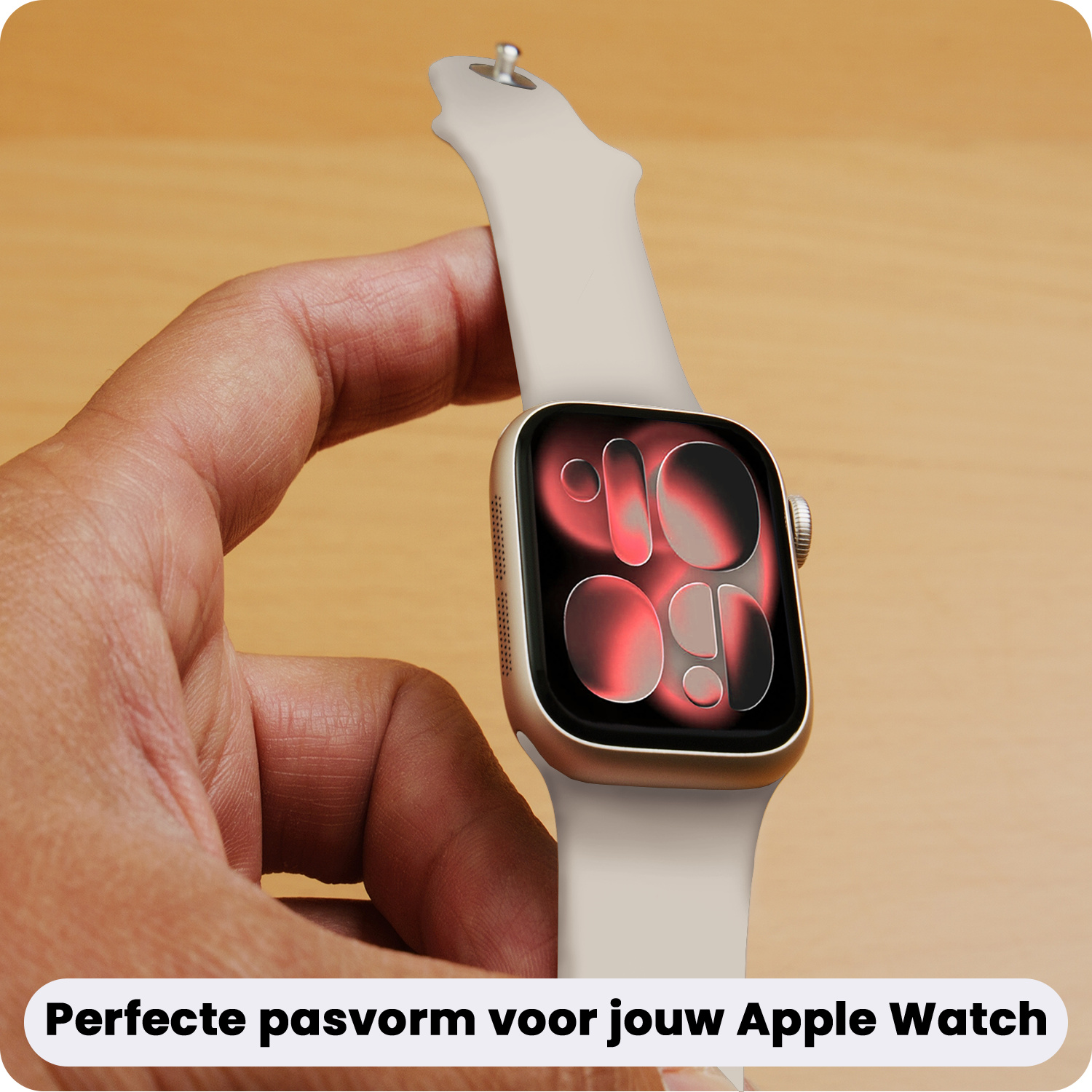 NoXx NoXx Apple Watch Bandje Siliconen Verstelbaar (42/44/45/46 mm) - Ivoor