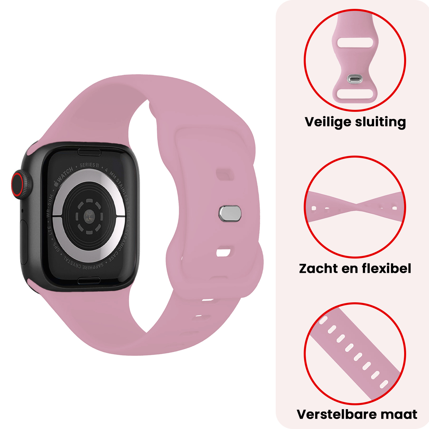 NoXx NoXx Apple Watch Bandje Siliconen Verstelbaar (42/44/45/46 mm) - Lila
