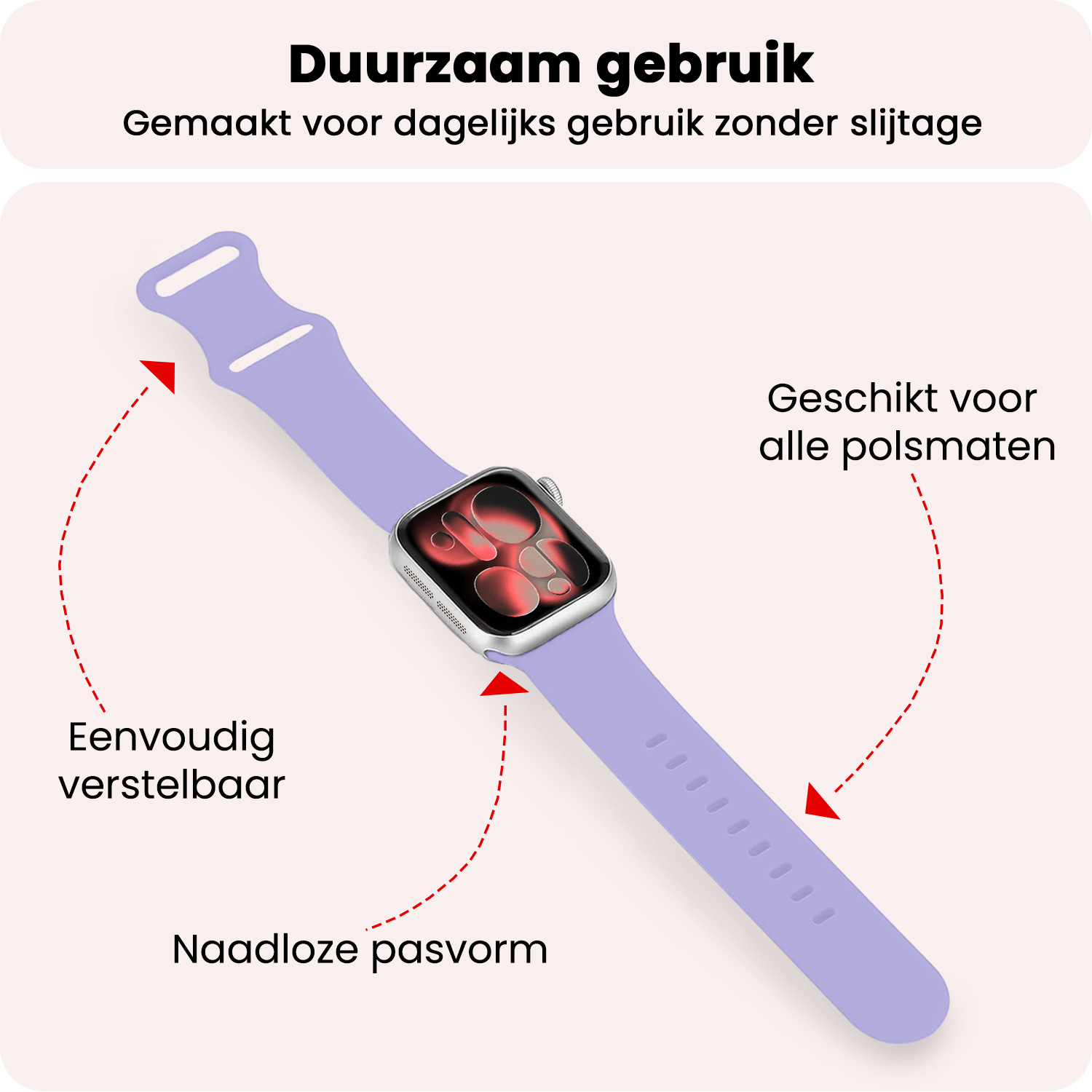 NoXx NoXx Apple Watch Bandje Siliconen Verstelbaar (42/44/45/46 mm) - Violet