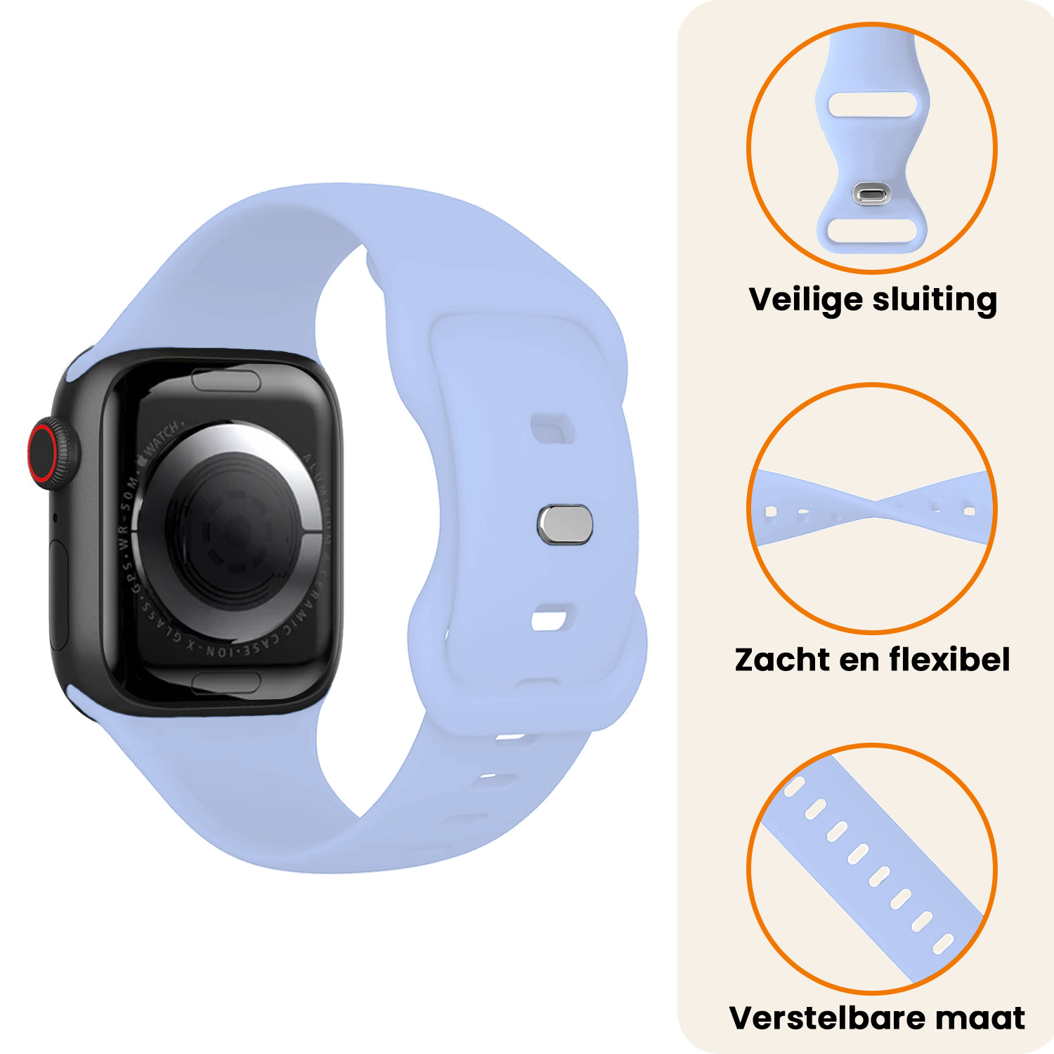 Nomfy Nomfy Apple Watch Bandje Siliconen Verstelbaar (38/40/41 mm) - Baby Blauw