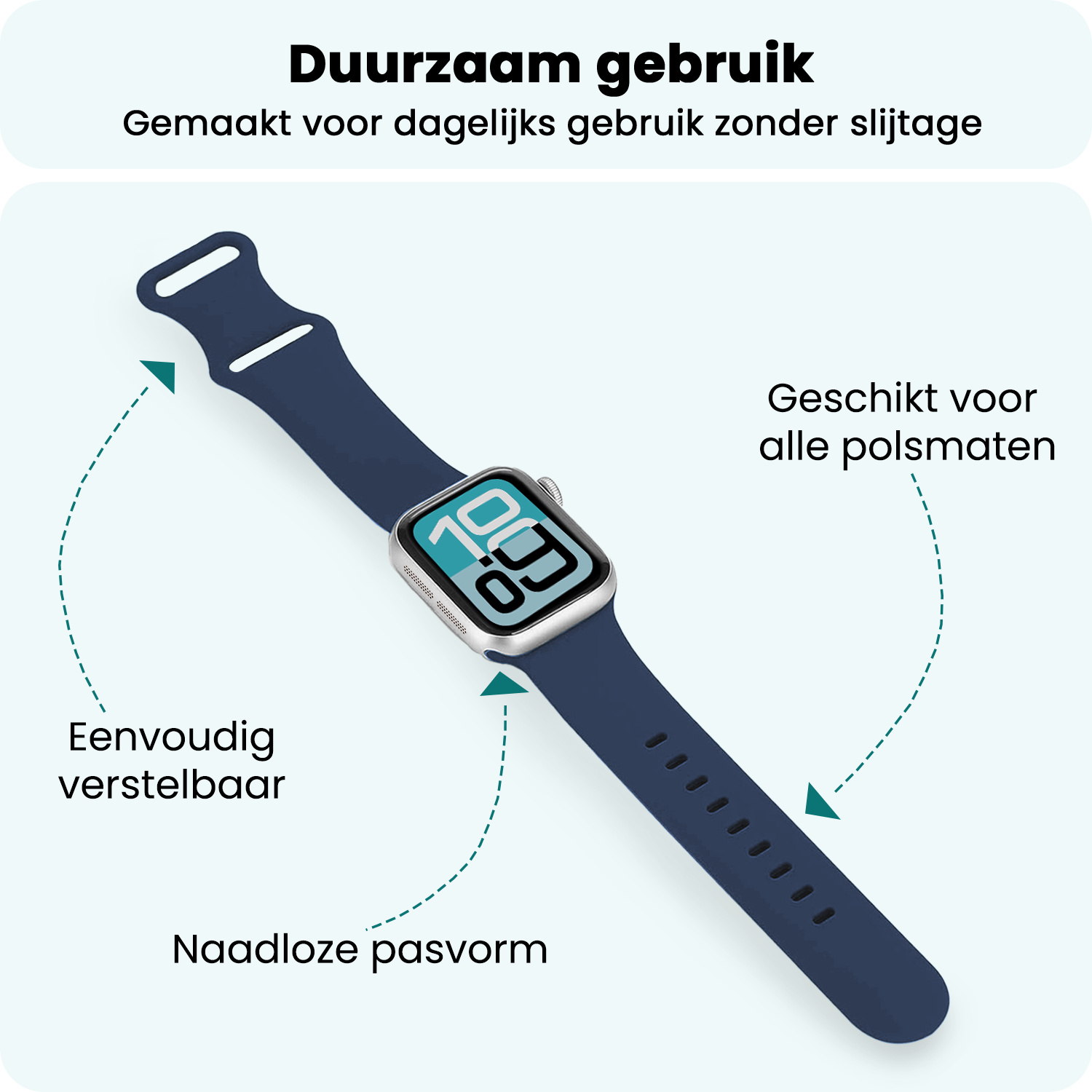 Forterra Forterra Apple Watch Bandje Siliconen Verstelbaar (38/40/41 mm) - Donkerblauw