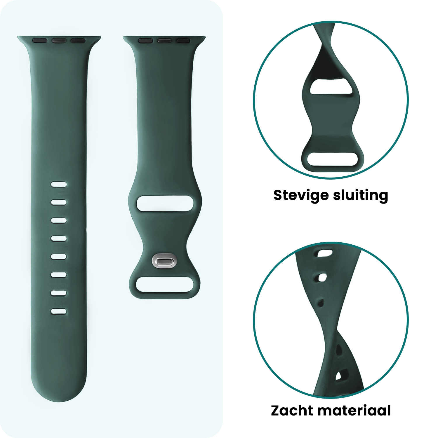 Forterra Forterra Apple Watch Bandje Siliconen Verstelbaar (38/40/41 mm) - Donkergroen